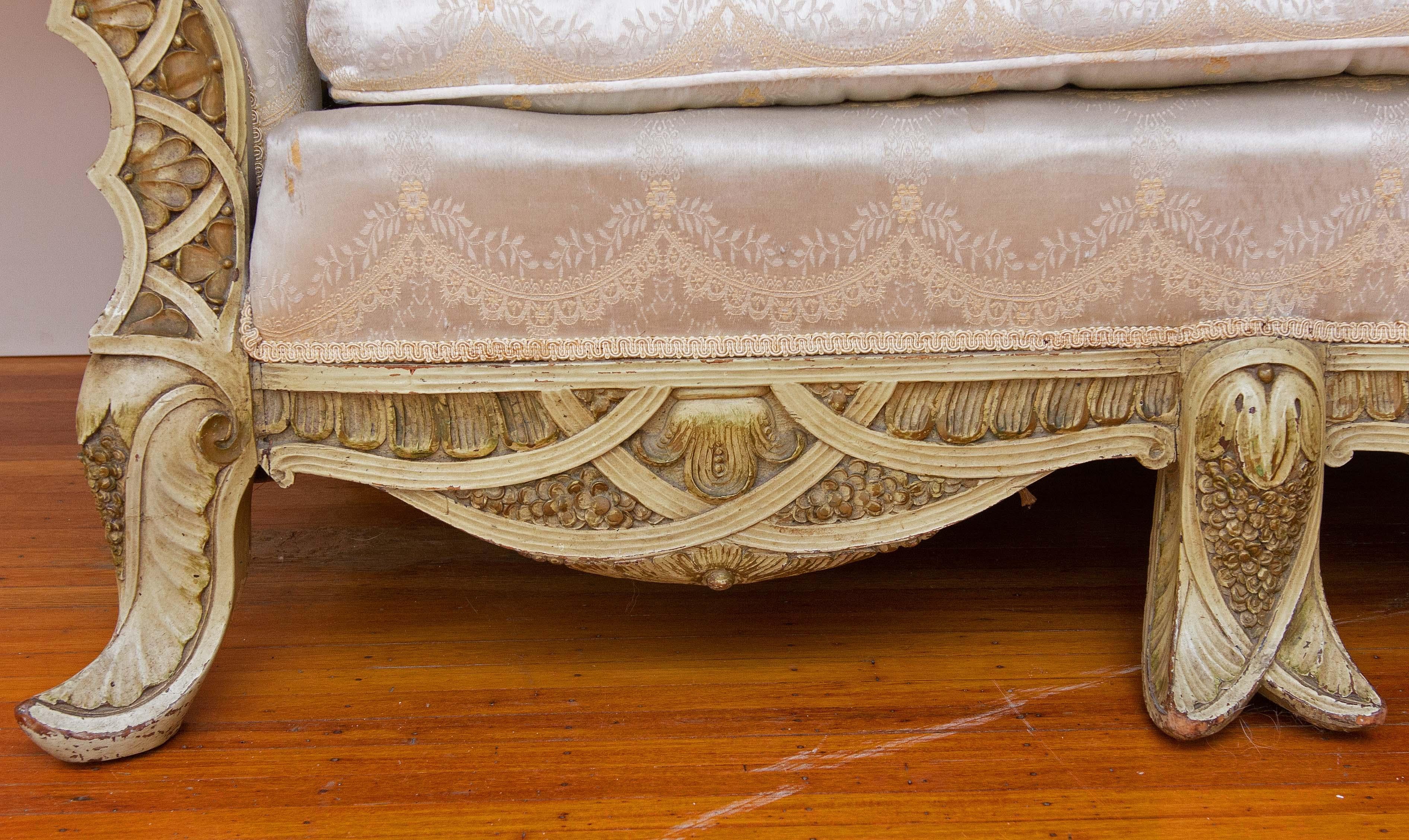 19th Century Venetian Fantasy Carved and Painted Sofa  For Sale