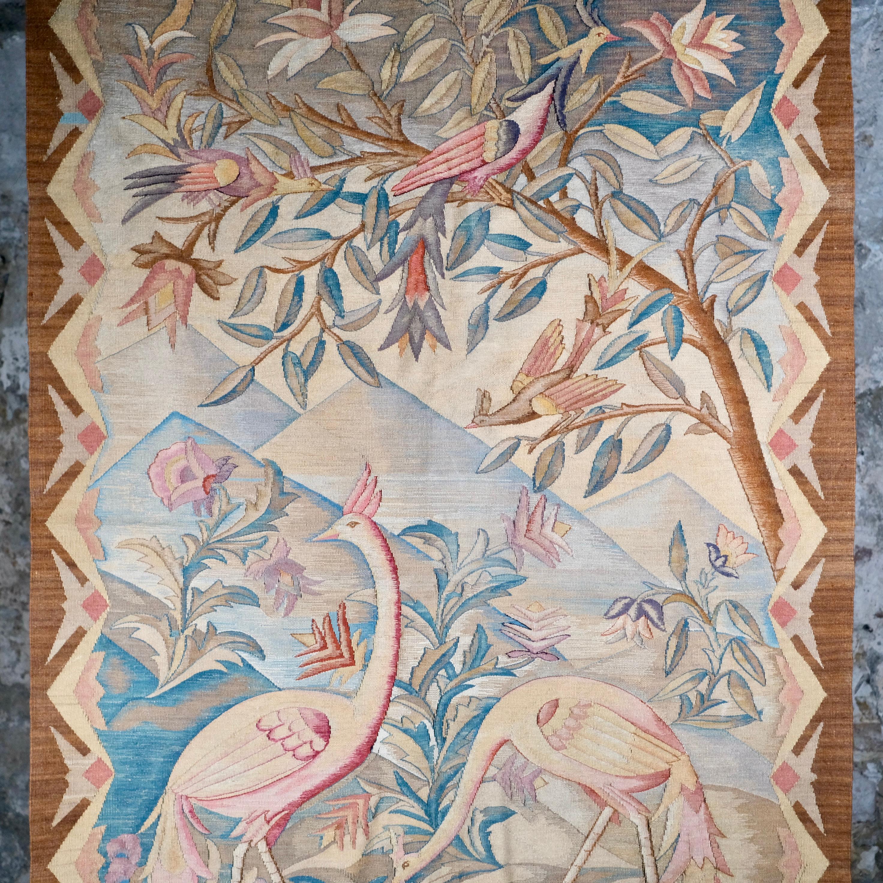 Hand-Woven Exotic verdure or chinoiserie tapestry from Aubusson, end of 19th-20th century