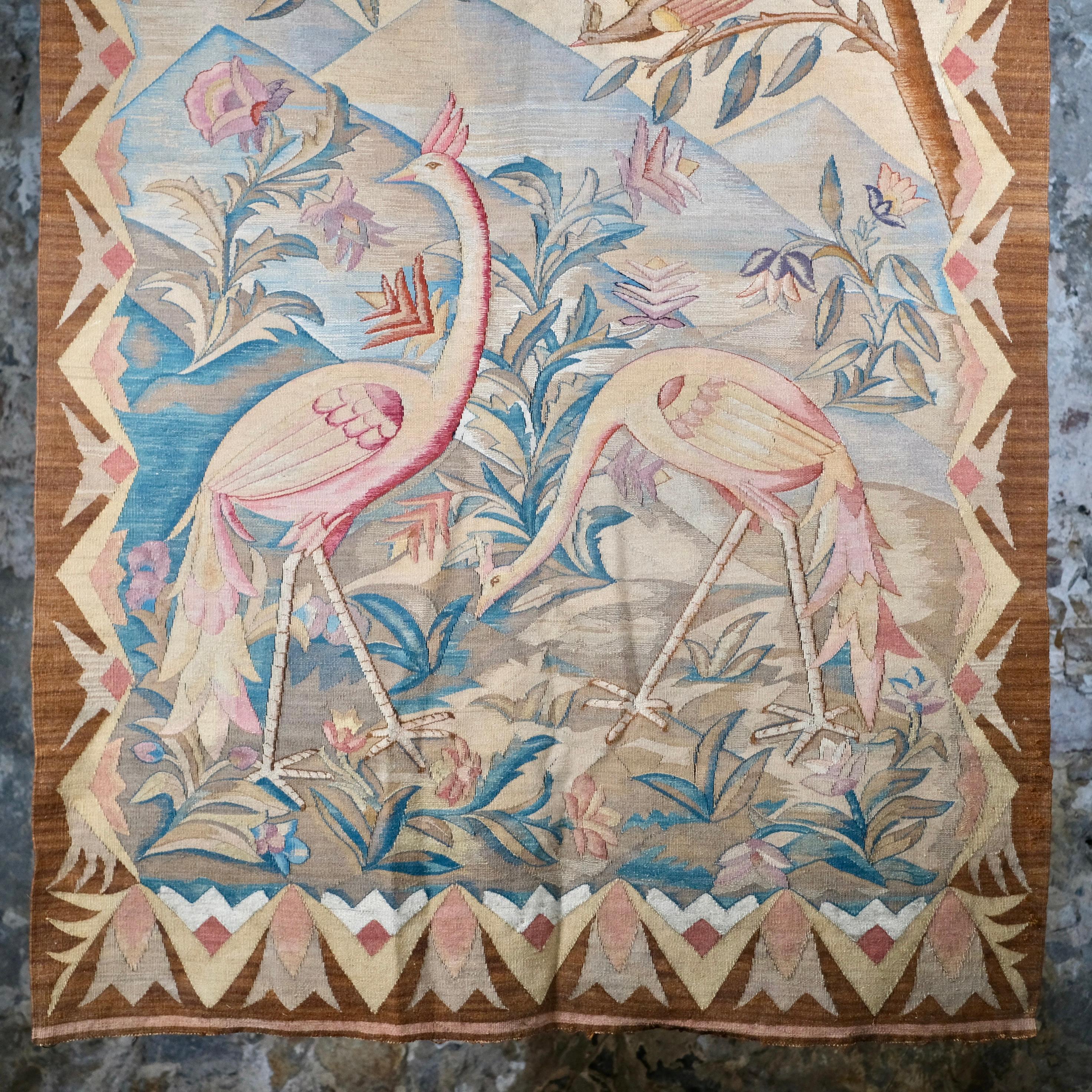 Exotic verdure or chinoiserie tapestry from Aubusson, end of 19th-20th century In Good Condition In Lyon, FR