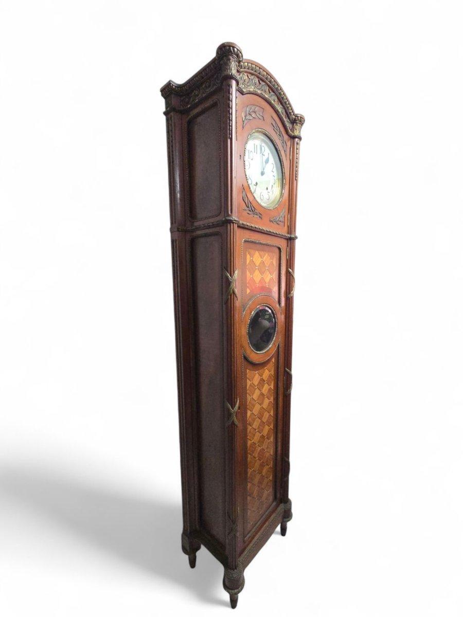 Exotic Wood and Mother-of-Pearl Inlay Longcase Clock – 20th Century For Sale 7