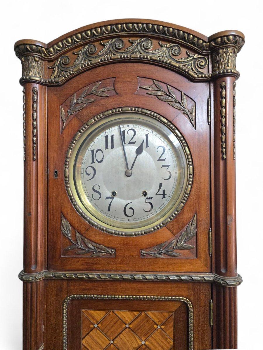 European Exotic Wood and Mother-of-Pearl Inlay Longcase Clock – 20th Century For Sale