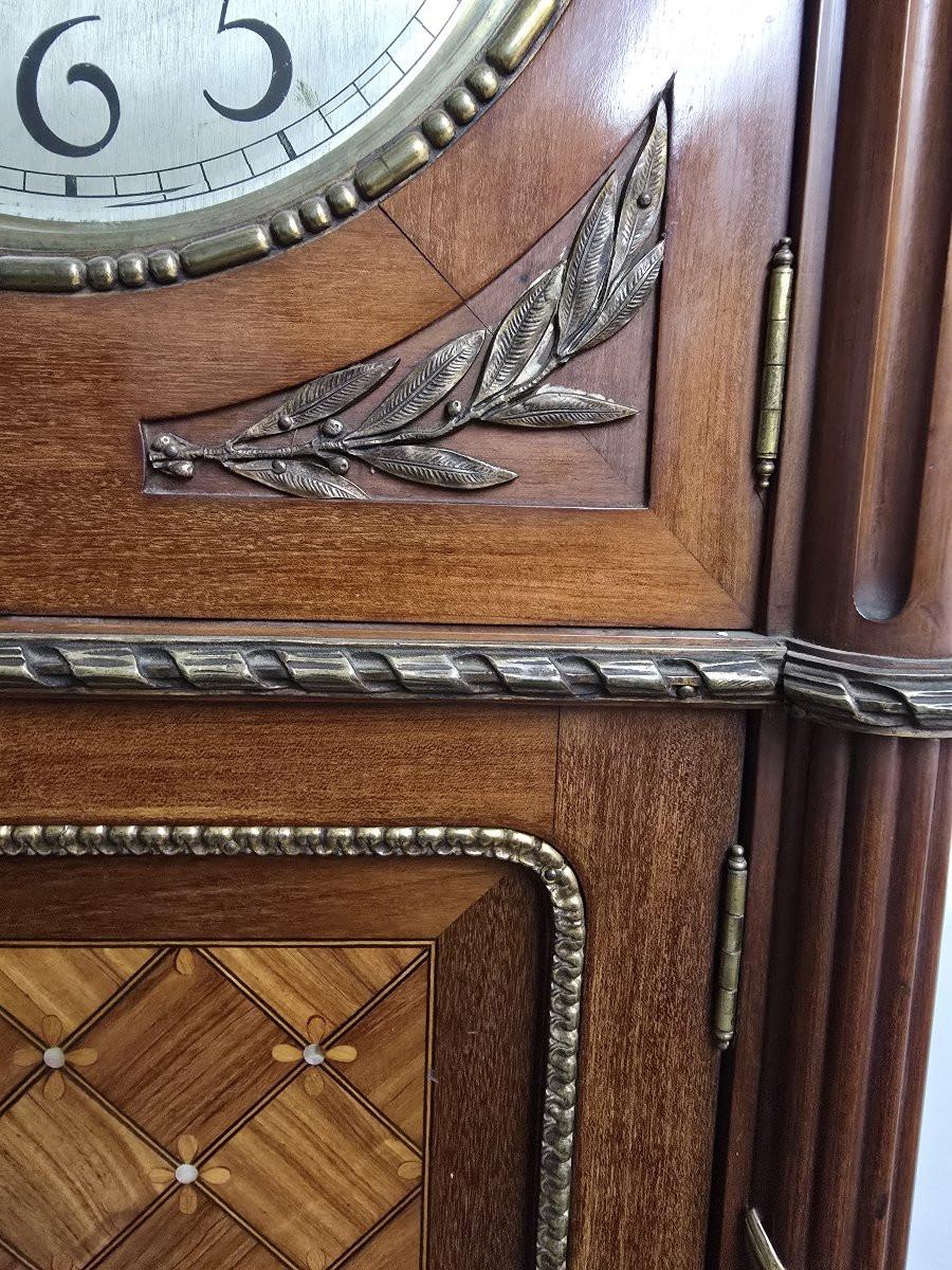 Exotic Wood and Mother-of-Pearl Inlay Longcase Clock – 20th Century In Good Condition For Sale In Madrid, ES
