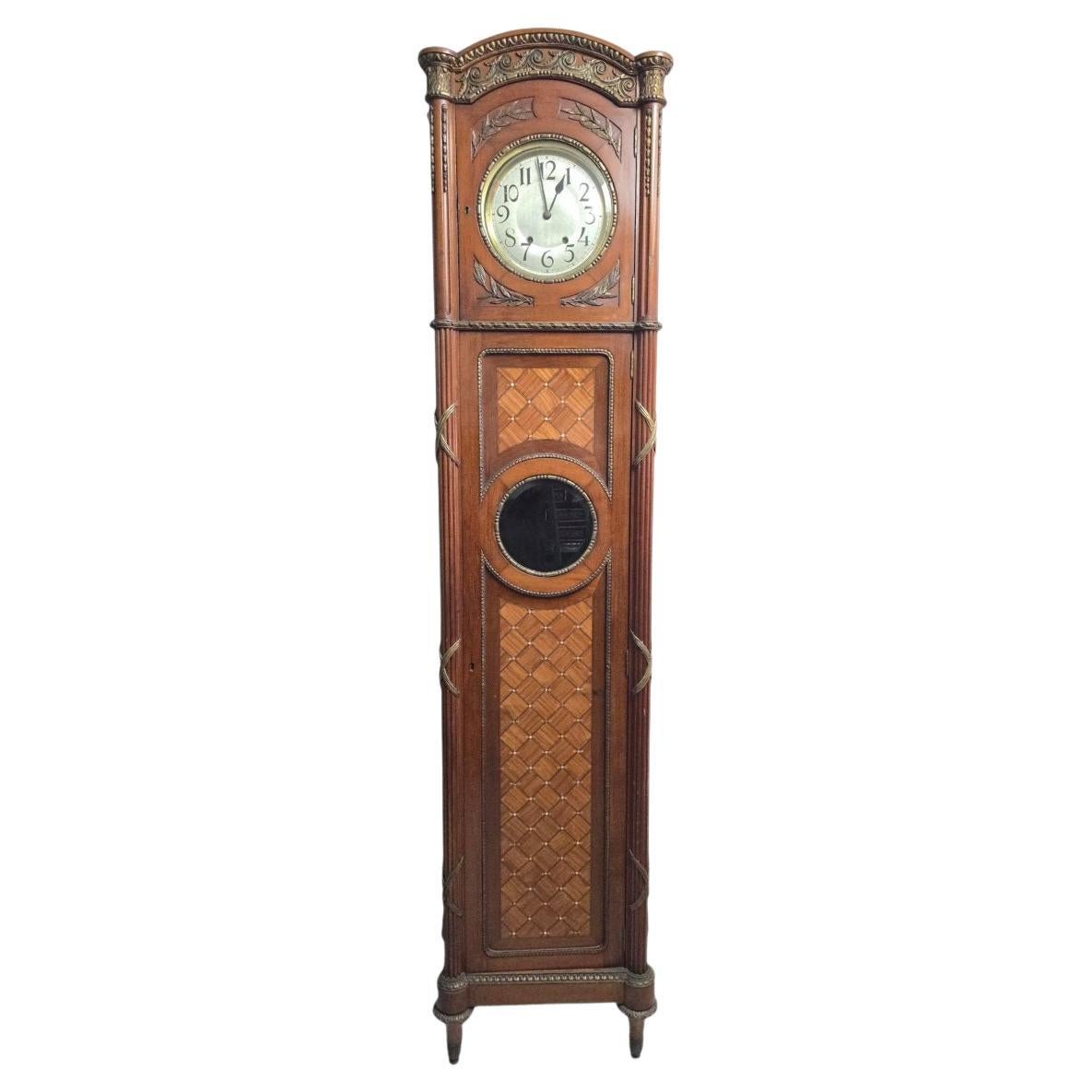 Exotic Wood and Mother-of-Pearl Inlay Longcase Clock – 20th Century For Sale