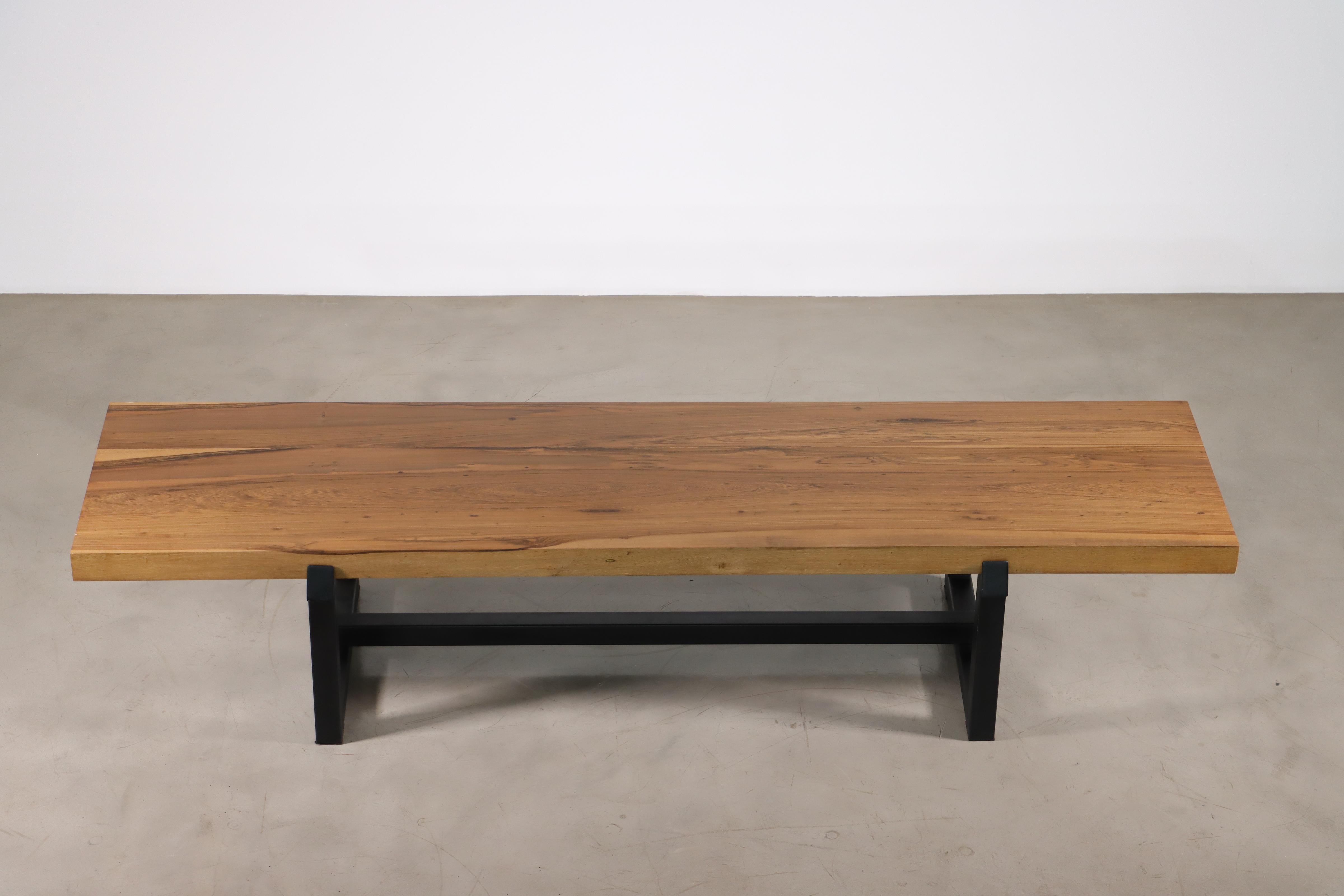 Modern Exotic Wood and Steel Custom Bench from Costantini, Donato 'in Stock' For Sale