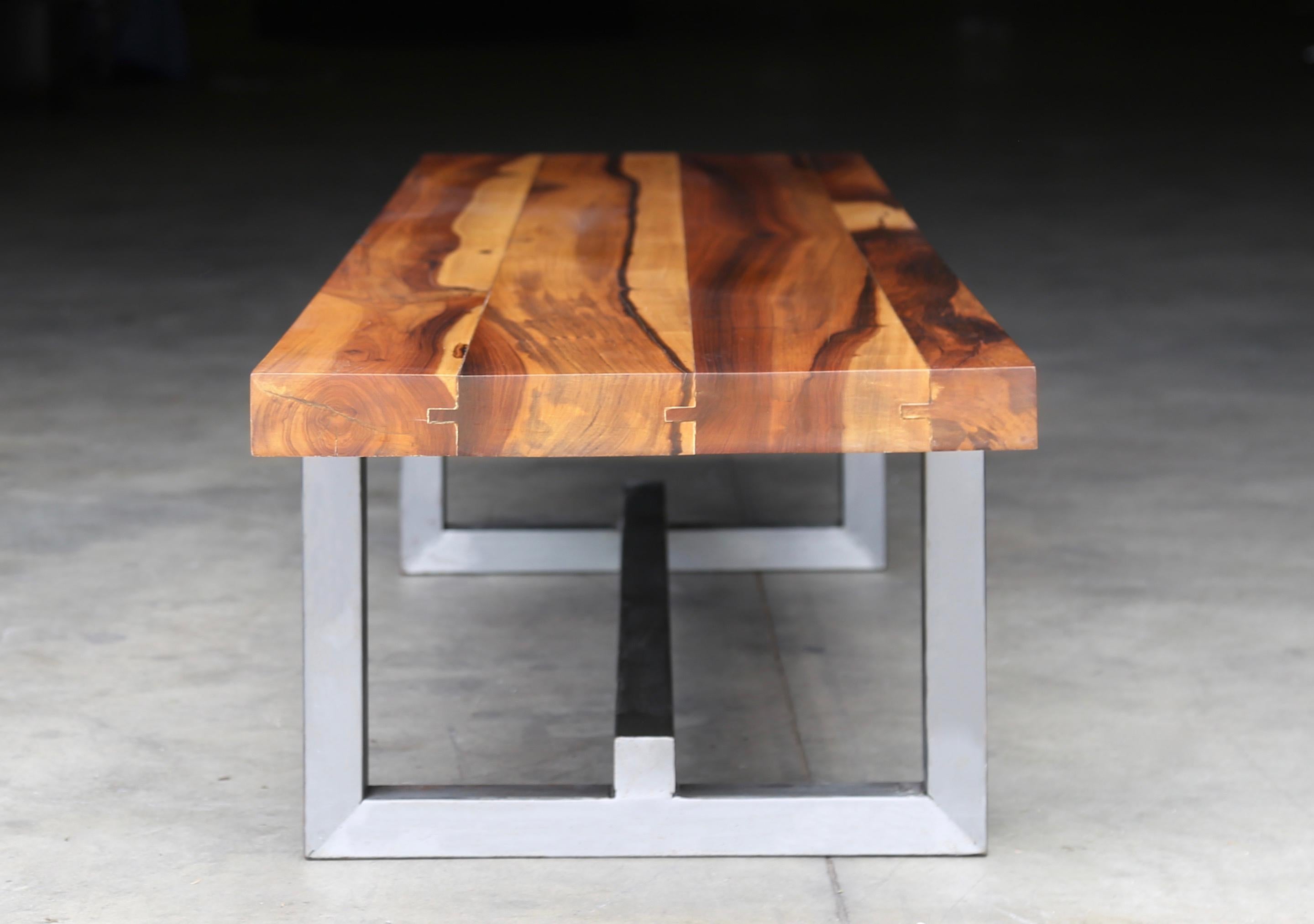 Modern Exotic Wood and Steel Custom Bench from Costantini, Donato 'In Stock'