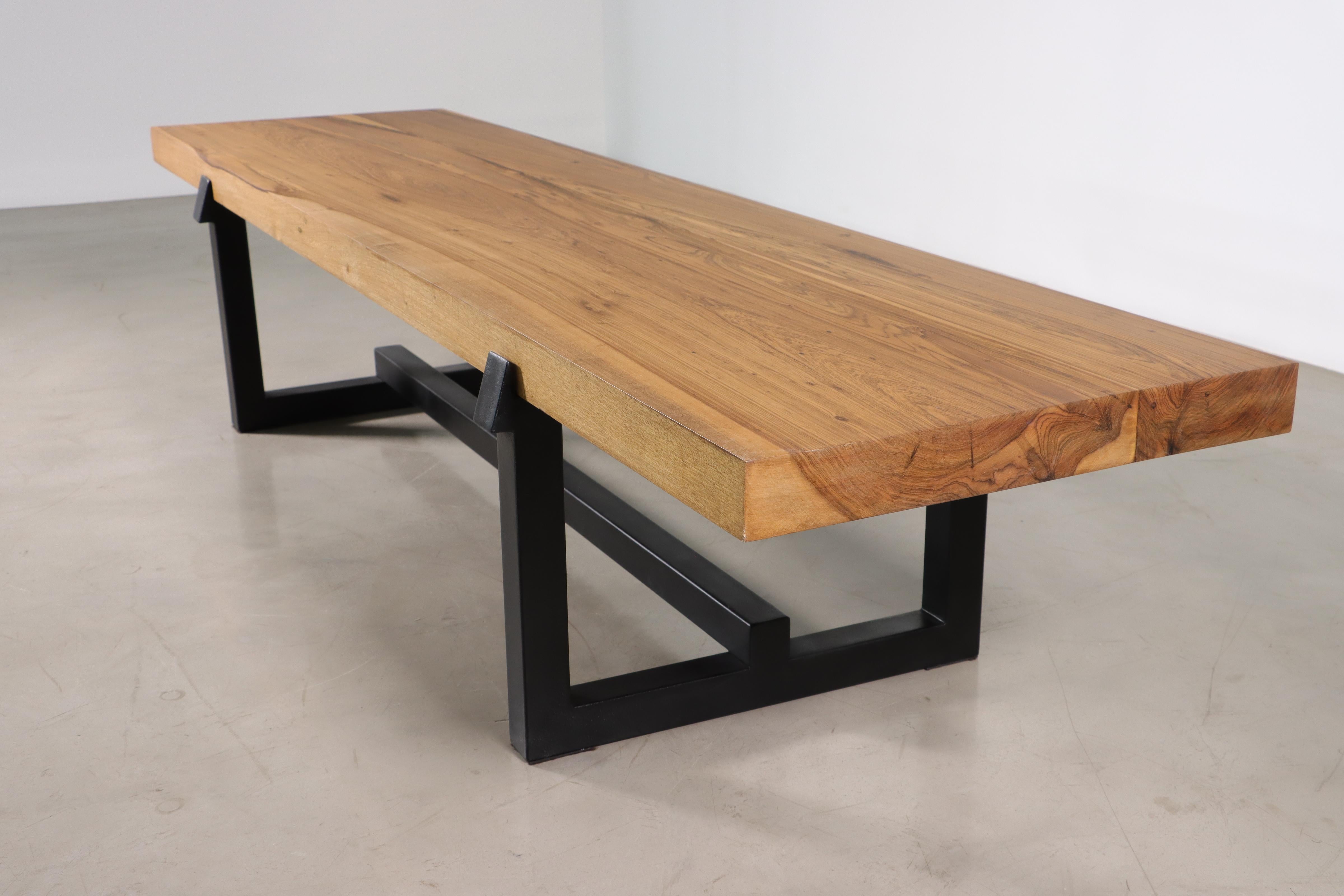 Argentine Exotic Wood and Steel Custom Bench from Costantini, Donato 'in Stock' For Sale