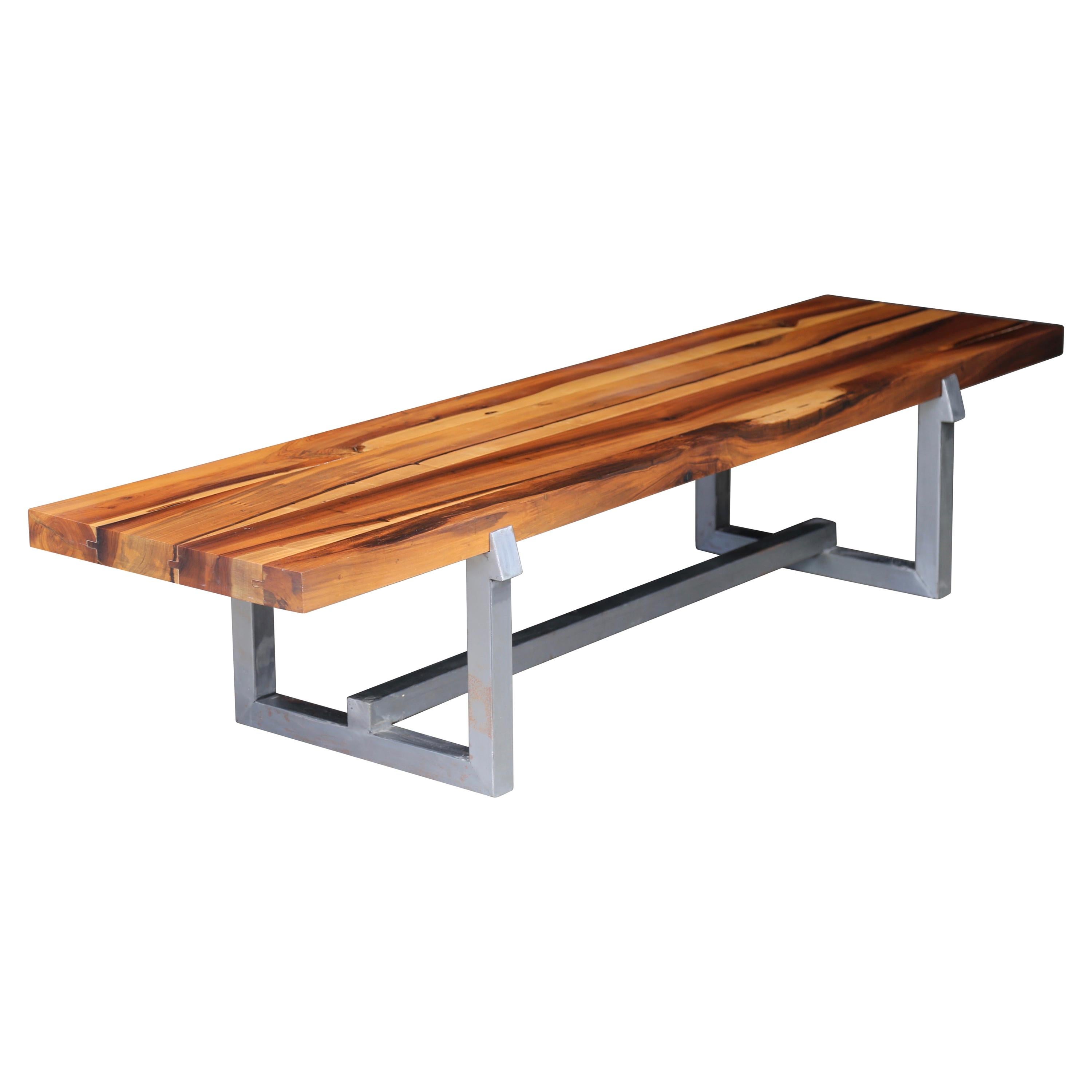Exotic Wood and Steel Custom Bench from Costantini, Donato 'In Stock'