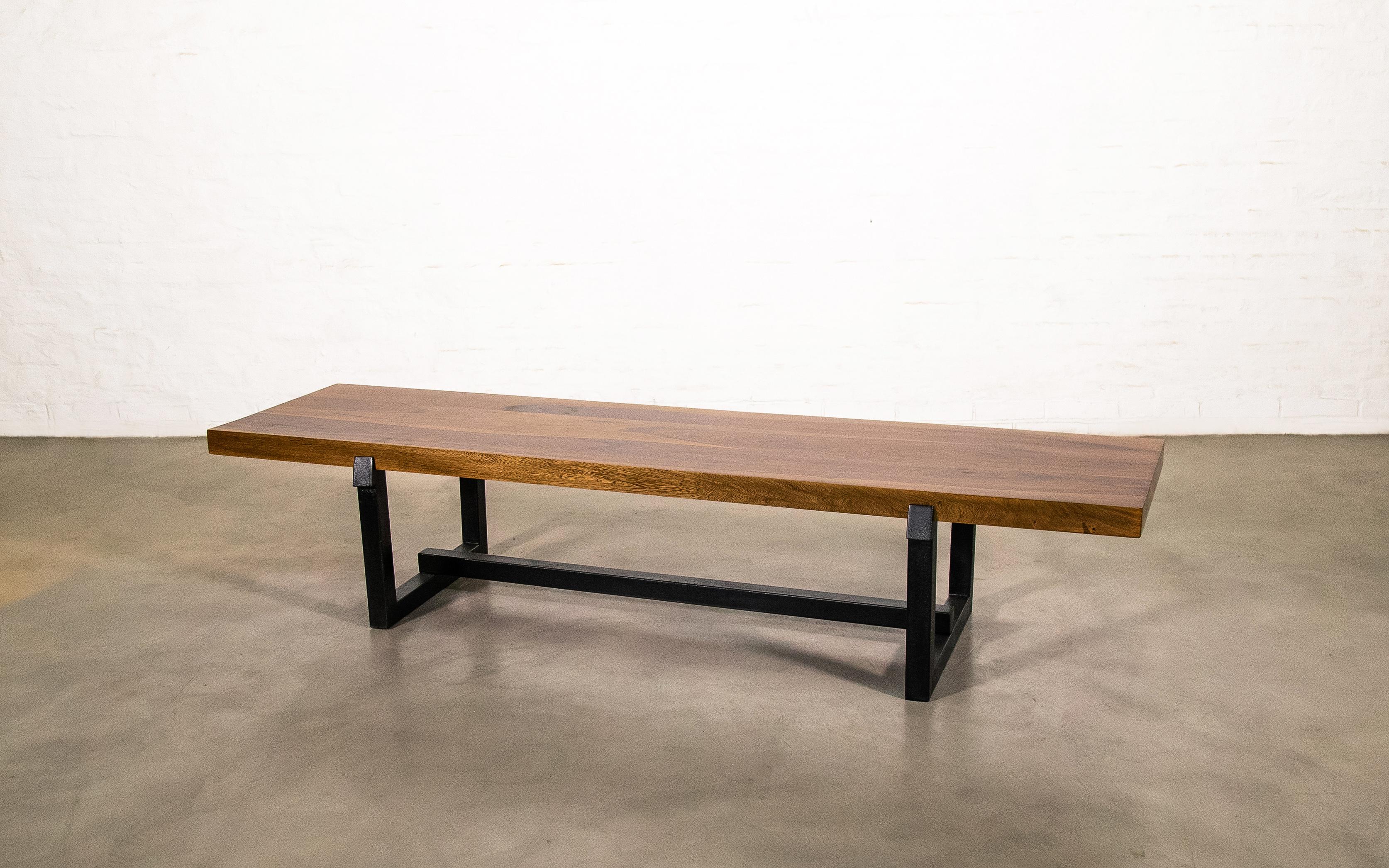 Modern Exotic Wood Bench with Blackened Steel Frame by Costantini, Donato 'In Stock'