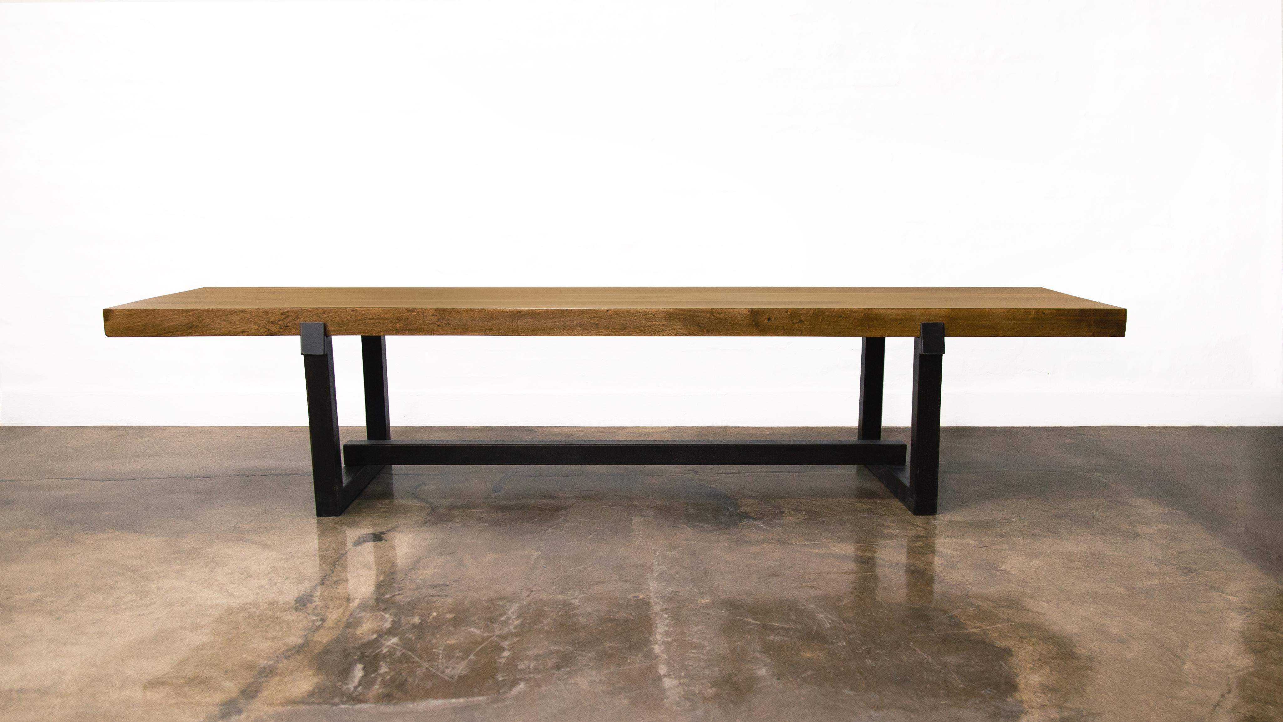 Exotic Wood Bench with Blackened Steel Frame by Costantini, Donato 'In Stock' 1
