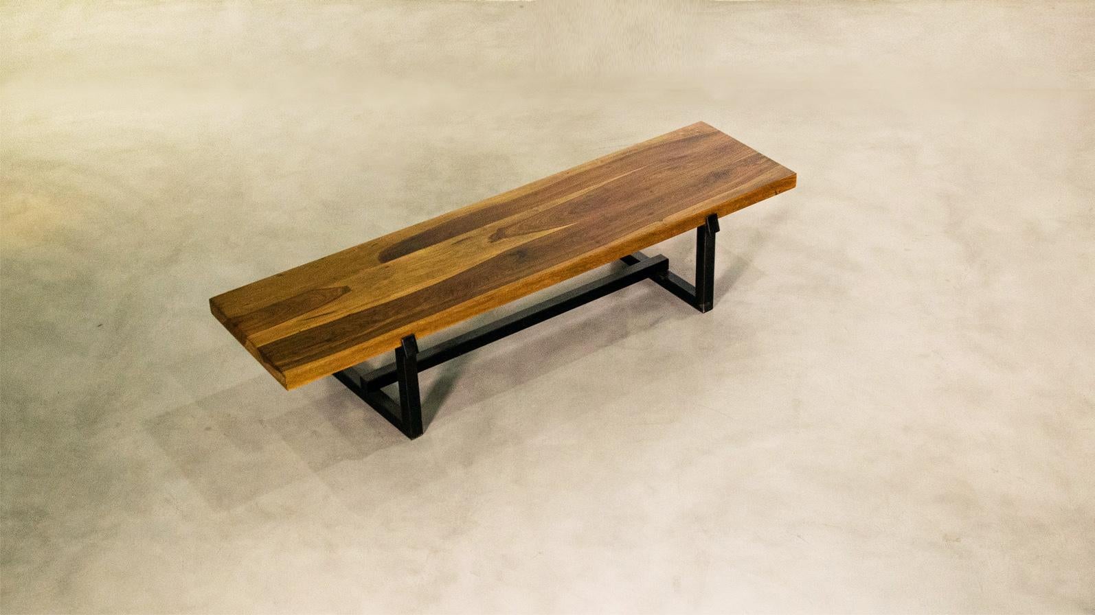 Exotic Wood Bench with Blackened Steel Frame by Costantini, Donato 'In Stock' 2