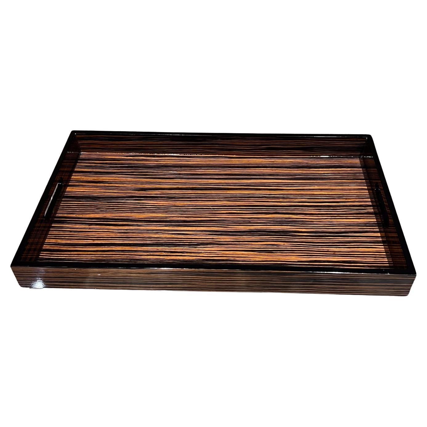 Exotic Wood Breakfast Serving Tray Macassar and Ebony  For Sale