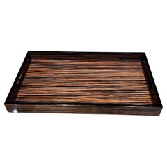 Used Exotic Wood Breakfast Serving Tray Macassar and Ebony 