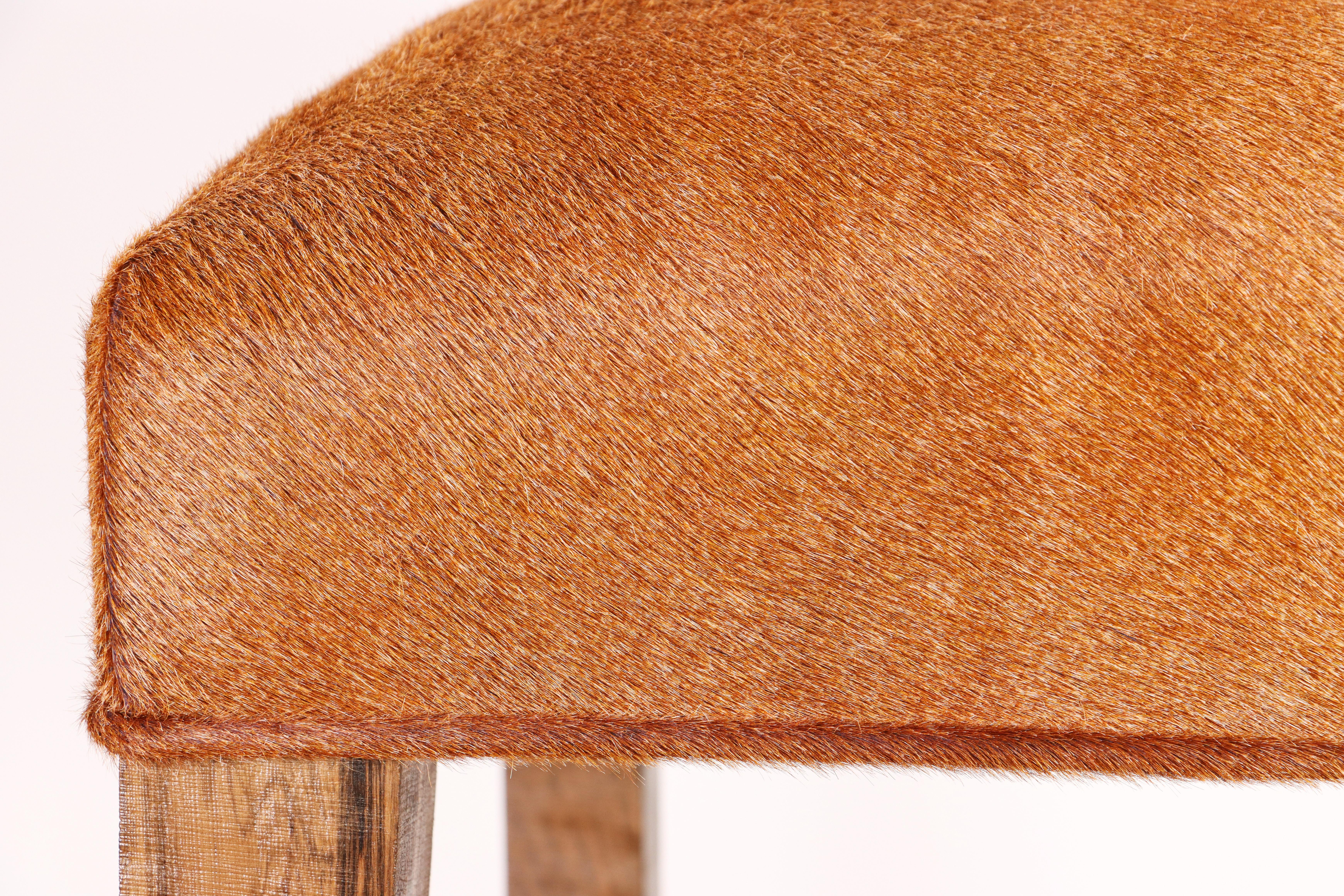 Cuir Tabouret contemporain en bois exotique en cuir de peau de poil de Costantini, Ecco en vente
