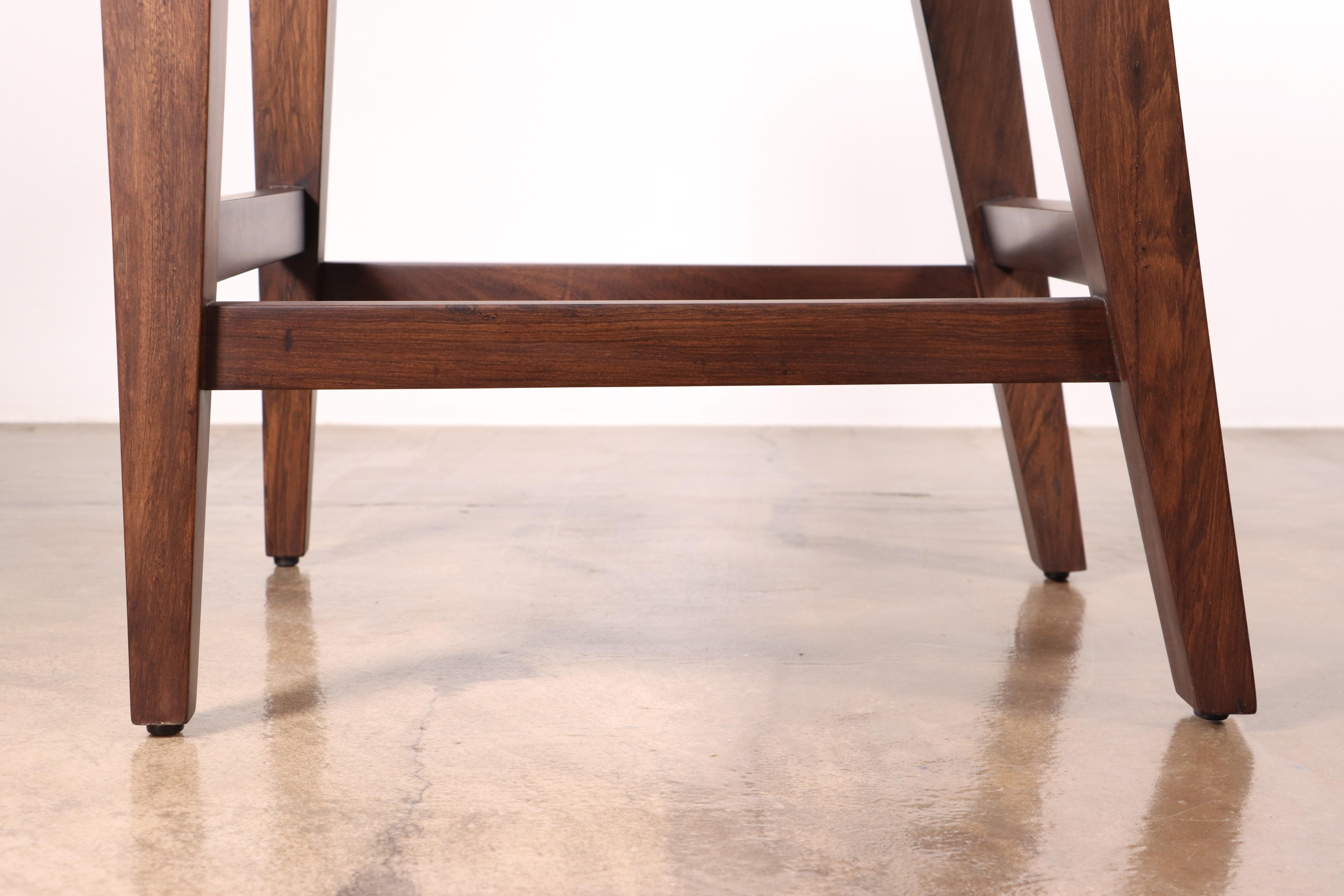 Exotic Wood Contemporary Stool in Leather from Costantini, Ecco For Sale 4