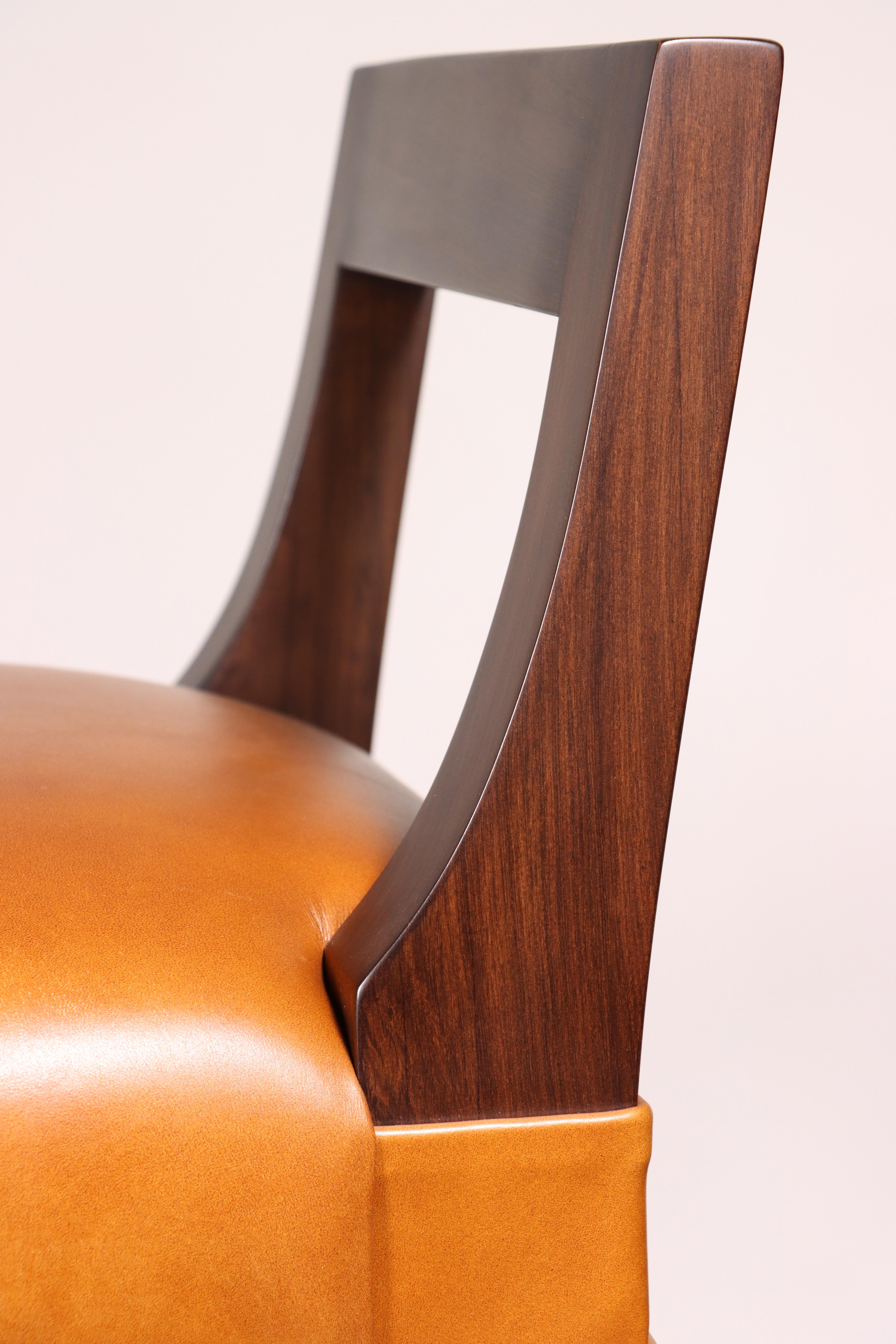 Exotic Wood Contemporary Stool in Leather from Costantini, Ecco For Sale 5