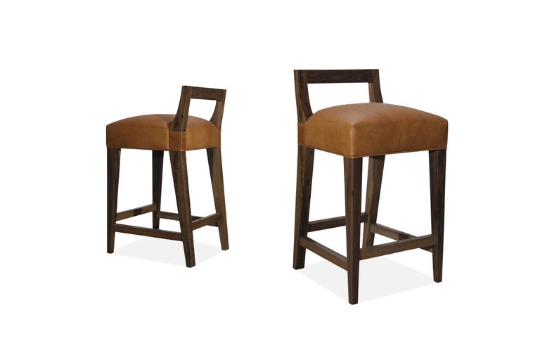 Exotic Wood Contemporary Stool in Leather from Costantini, Ecco Sale at 1stDibs | ecco wood