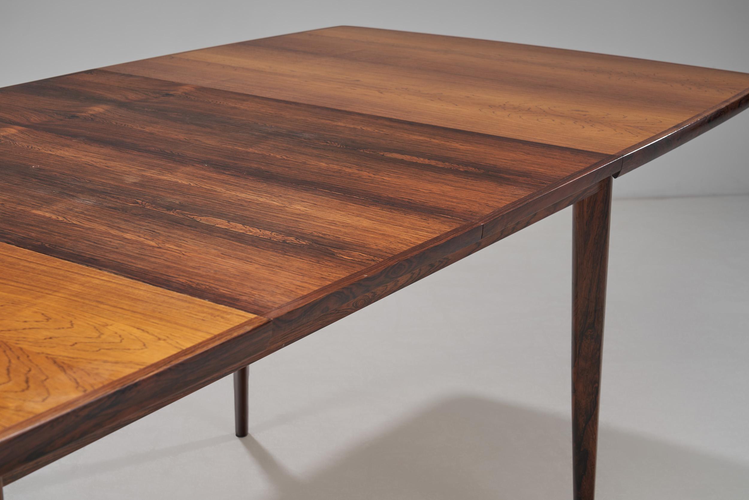 Exotic Wood Extendable Dining Table by Bernhard Pedersen & Søn, Denmark 1960s For Sale 4