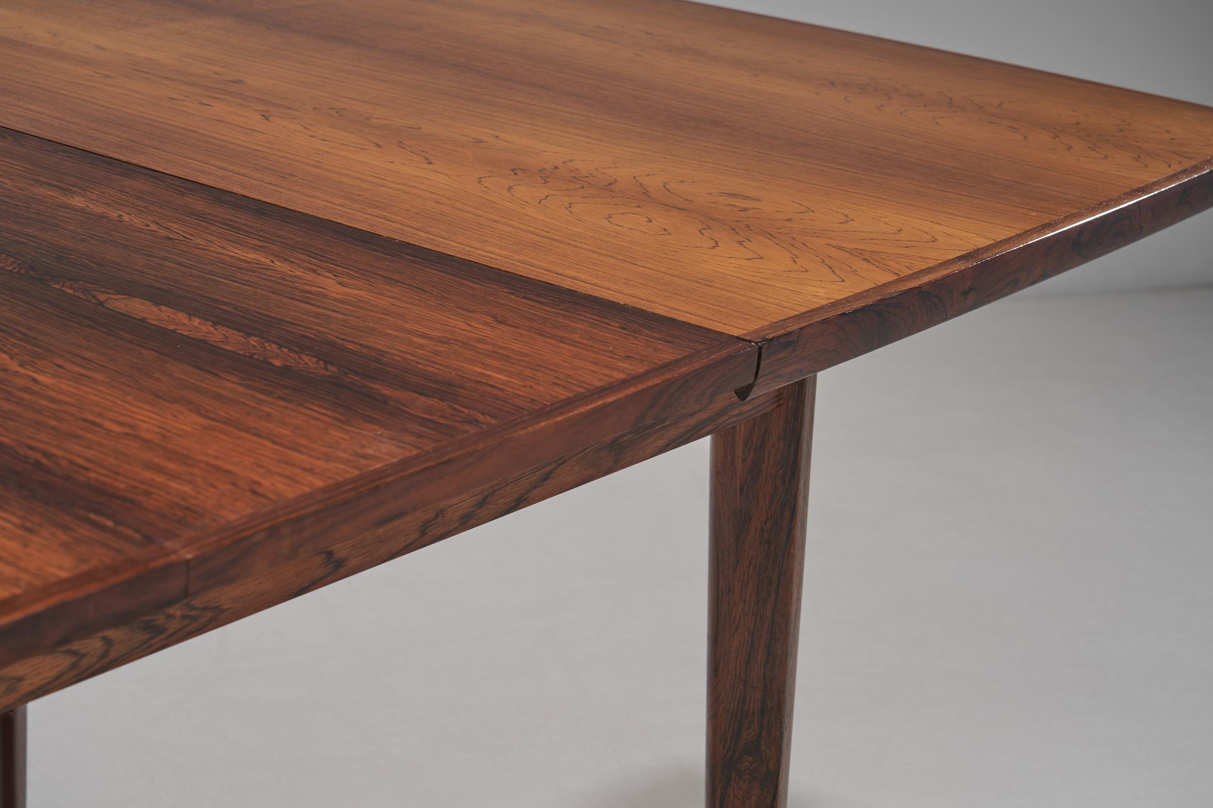Exotic Wood Extendable Dining Table by Bernhard Pedersen & Søn, Denmark 1960s For Sale 5
