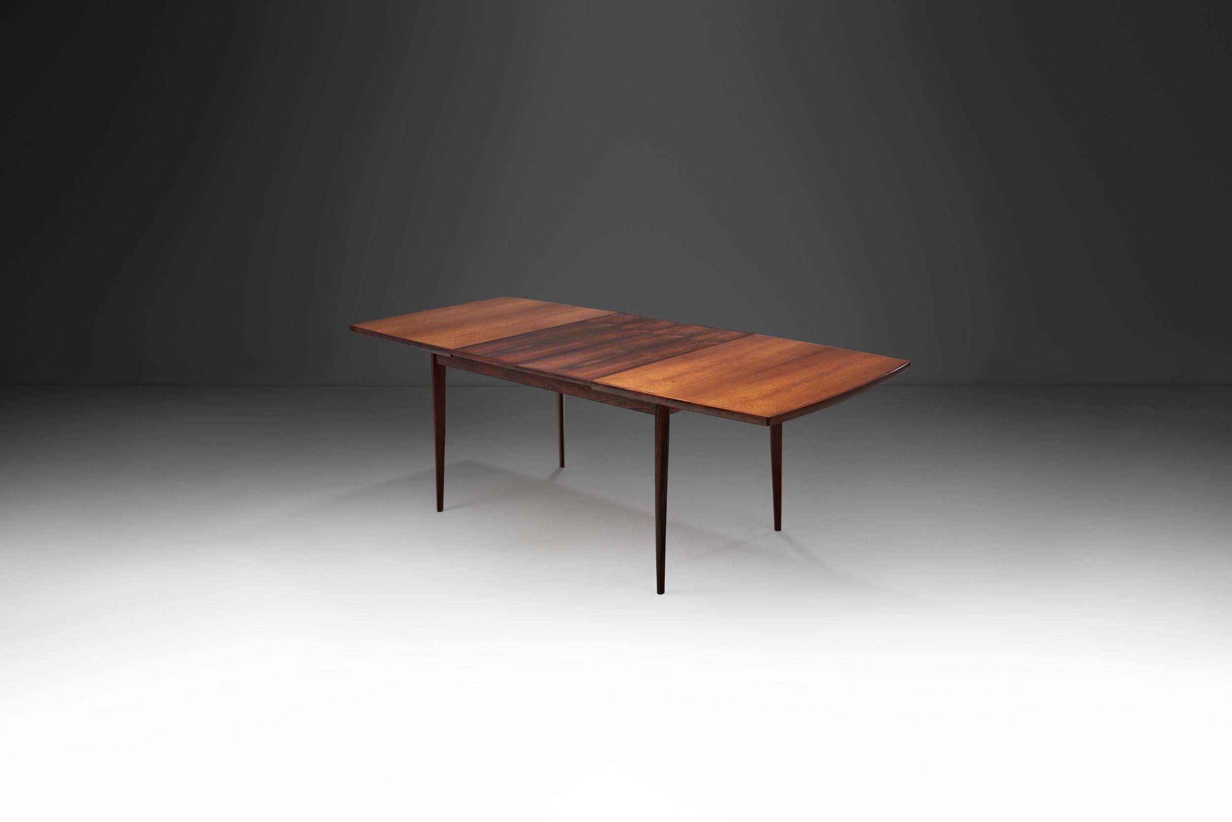 Mid-Century Modern Exotic Wood Extendable Dining Table by Bernhard Pedersen & Søn, Denmark 1960s For Sale
