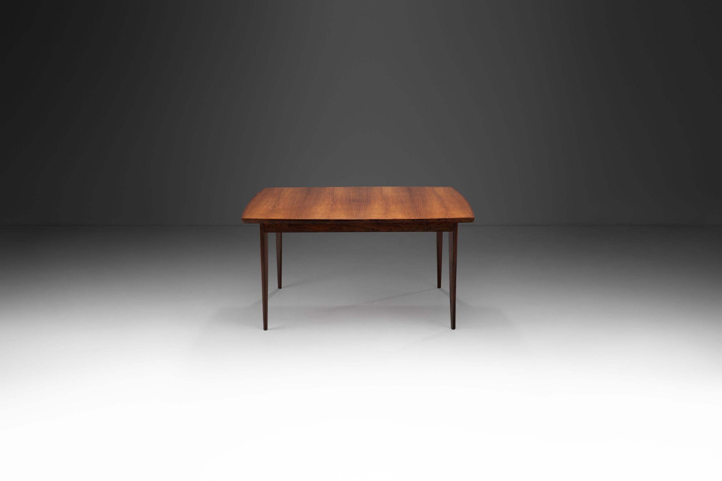 Danish Exotic Wood Extendable Dining Table by Bernhard Pedersen & Søn, Denmark 1960s For Sale