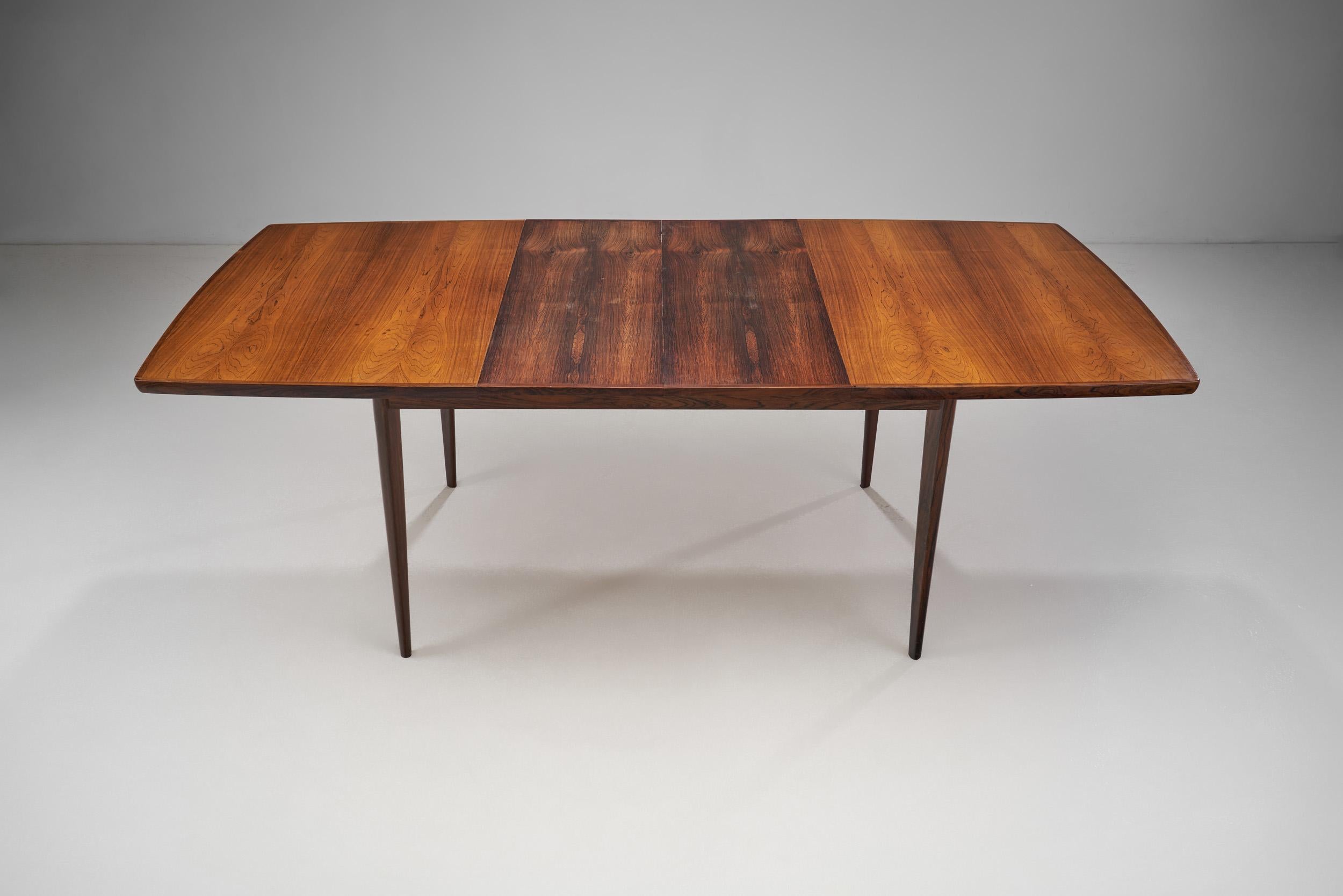 Mid-20th Century Exotic Wood Extendable Dining Table by Bernhard Pedersen & Søn, Denmark 1960s For Sale