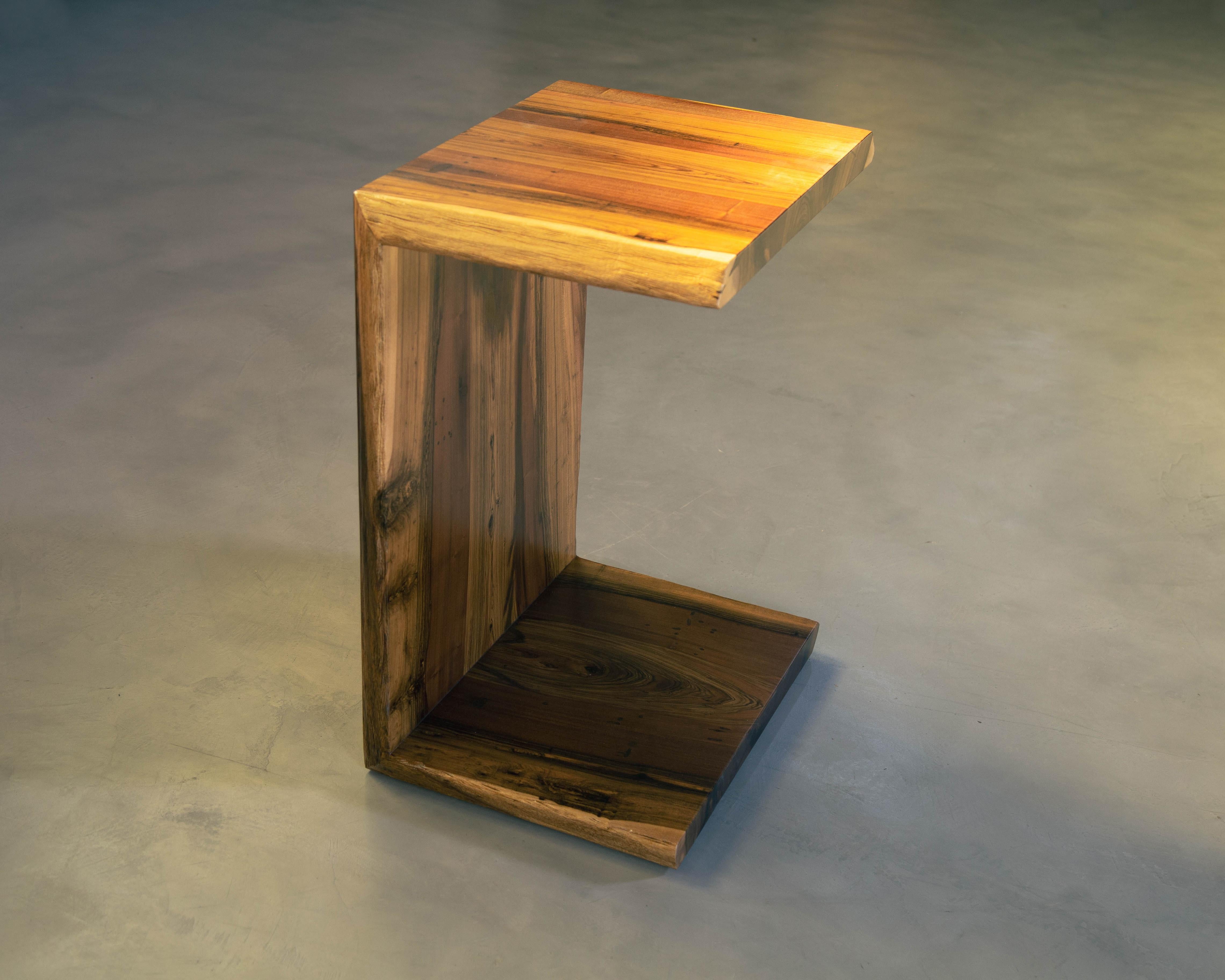 Exotic Wood Live-Edge Occasional Cantilevered Side Table from Costantini, Carlo For Sale 2