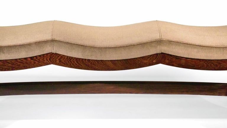 American Exotic Wood, Metal, and Upholstered Bench, Customizable For Sale