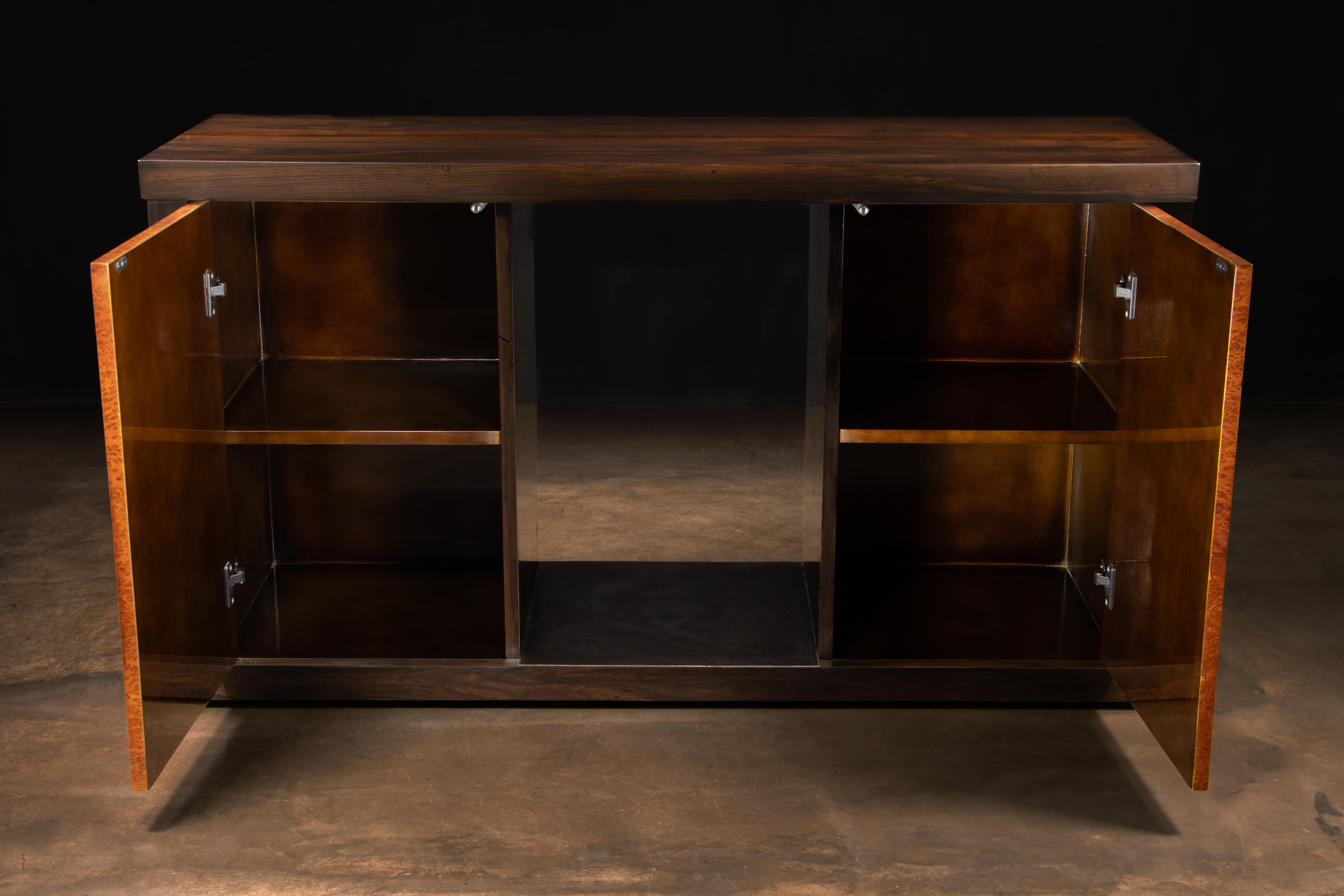 Exotic Wood & Oil Rubbed Bronze Sideboard (2 Doors) from Costantini, Bertolucci For Sale 1