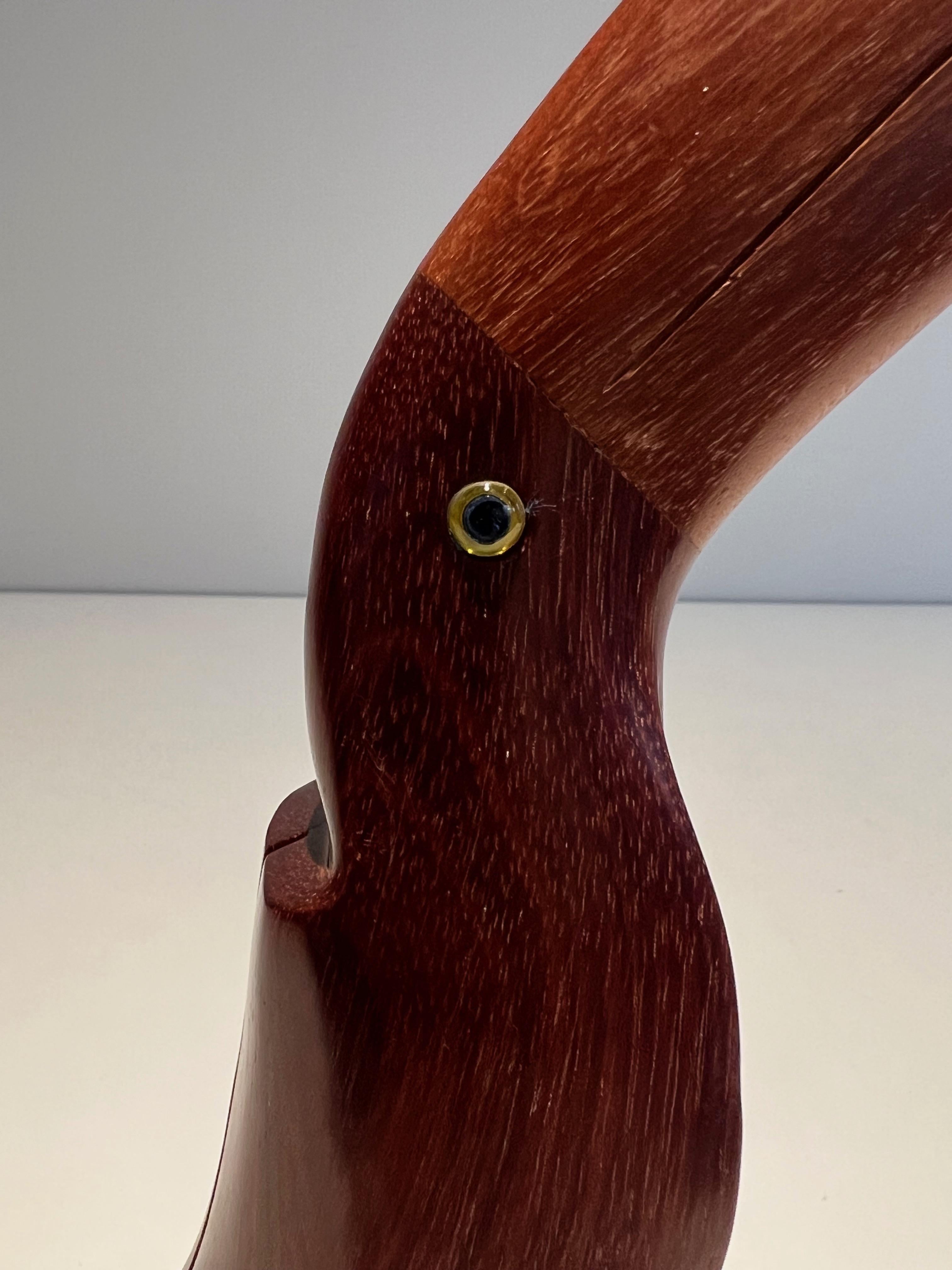 Late 20th Century Exotic Wood Toucan with Glass Eyes For Sale