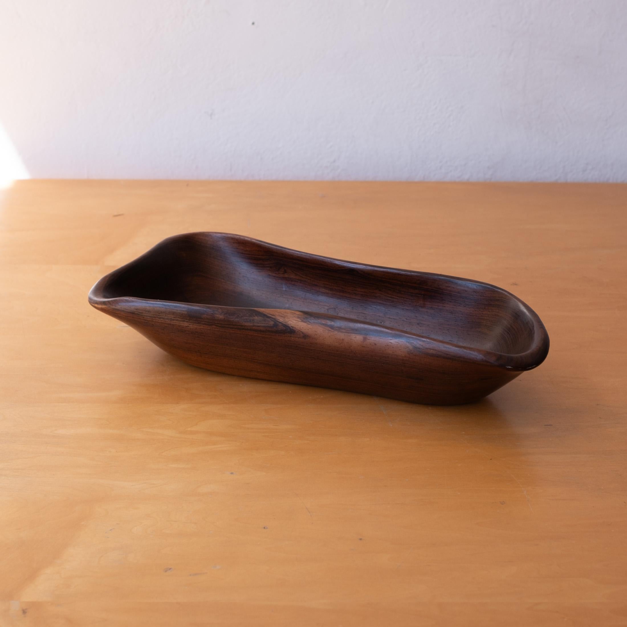 Exotic Wood Turned Freeform Bowl Catch All 1950s For Sale 3