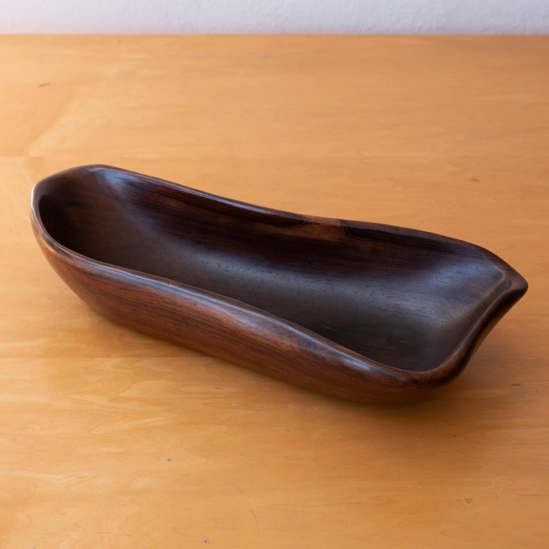 Exotic Wood Turned Freeform Bowl Catch All 1950s For Sale 4