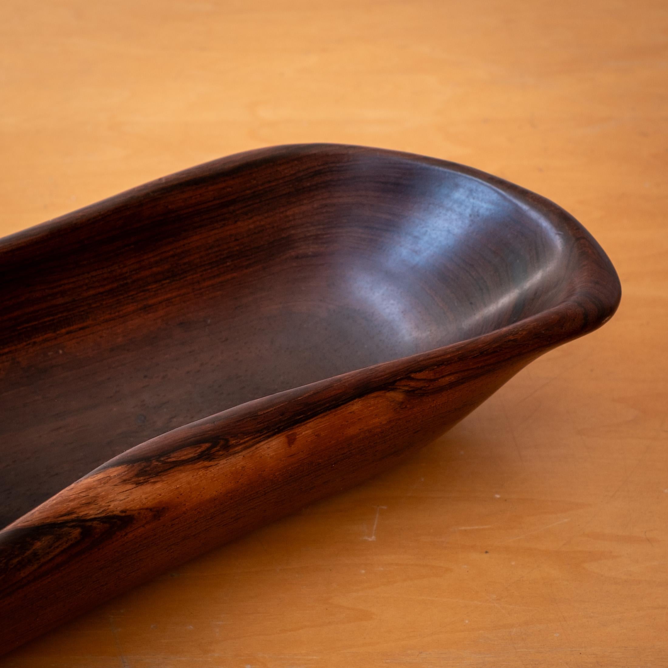 Exotic Wood Turned Freeform Bowl Catch All 1950s For Sale 5