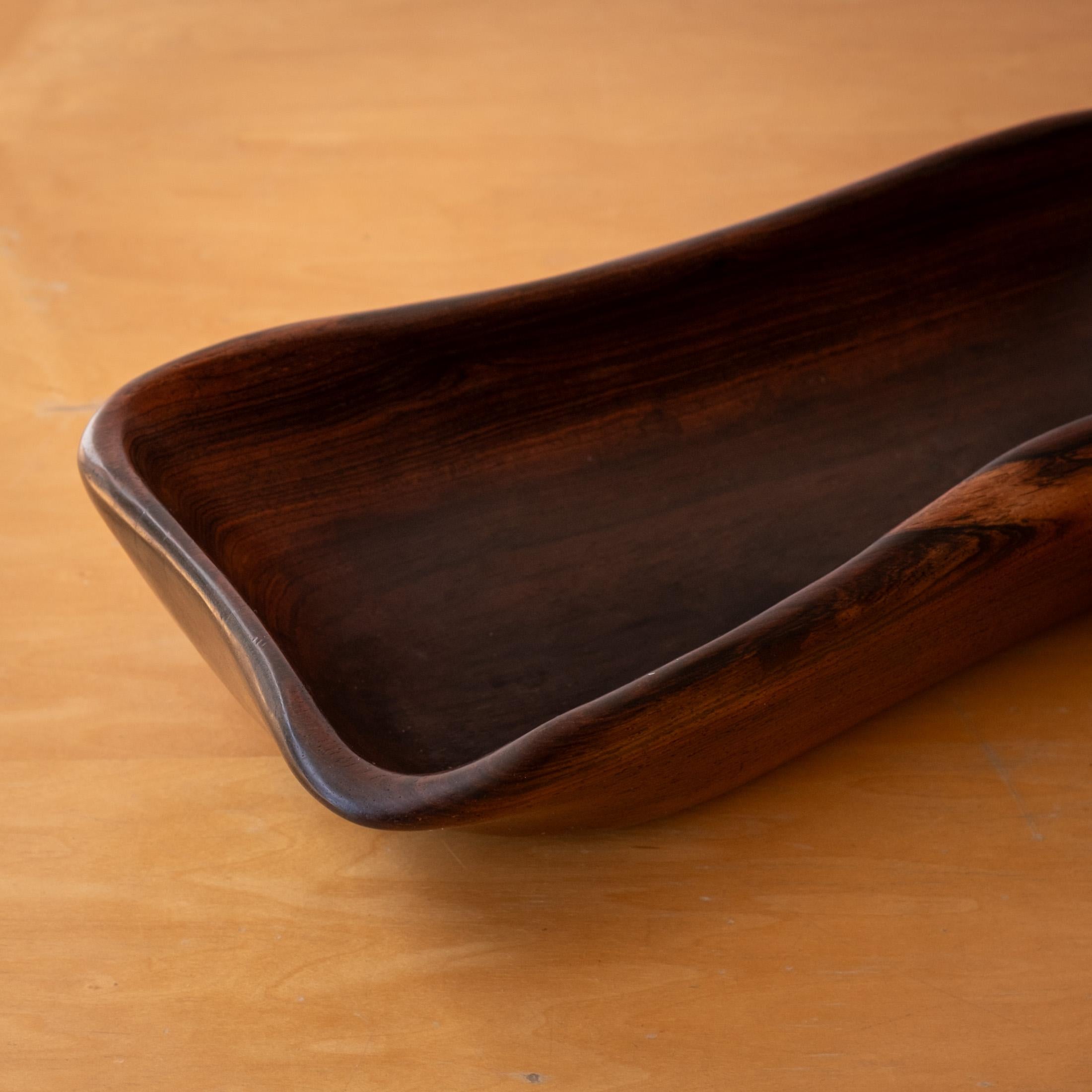 Exotic Wood Turned Freeform Bowl Catch All 1950s For Sale 6
