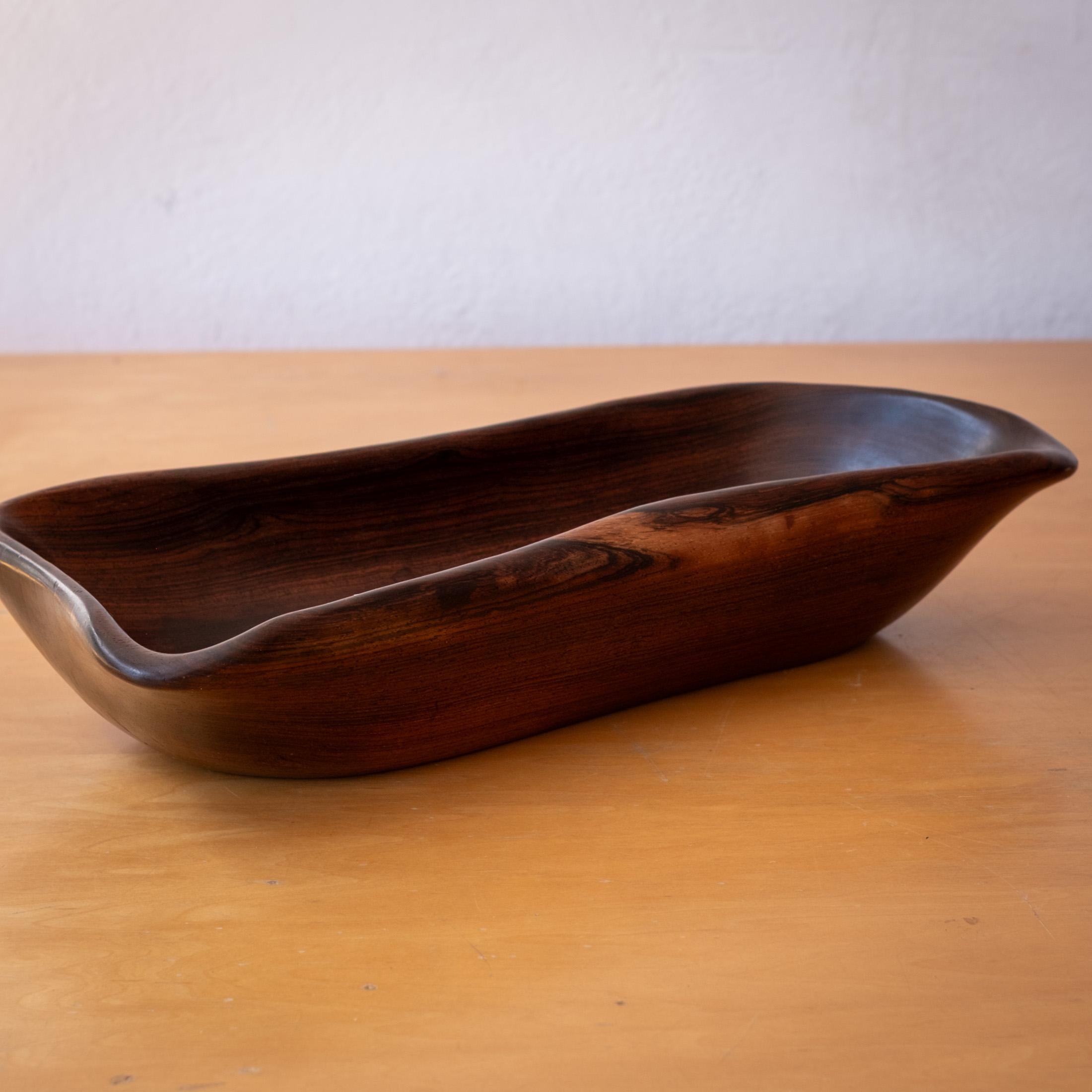 Exotic Wood Turned Freeform Bowl Catch All 1950s For Sale 7