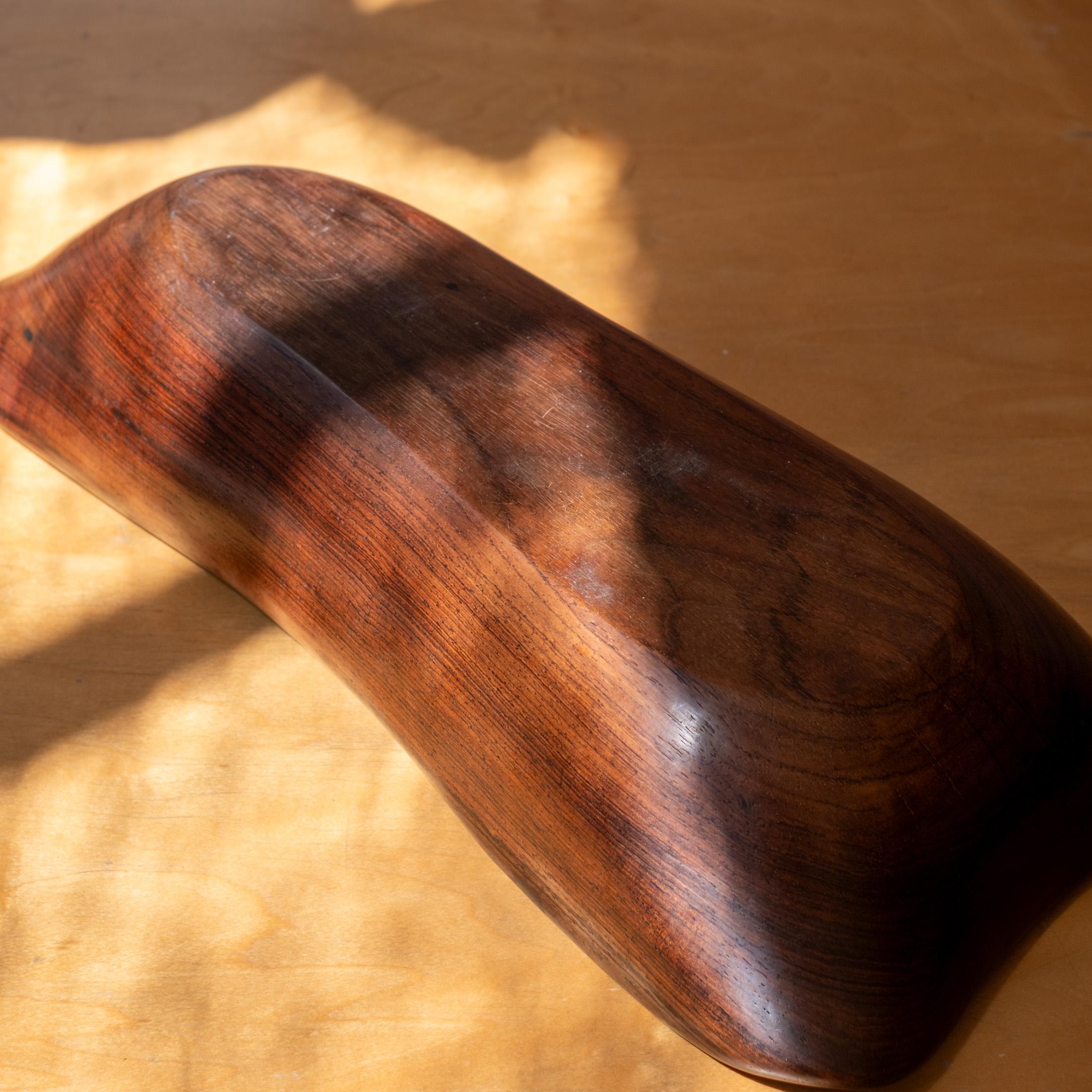 Exotic Wood Turned Freeform Bowl Catch All 1950s For Sale 8