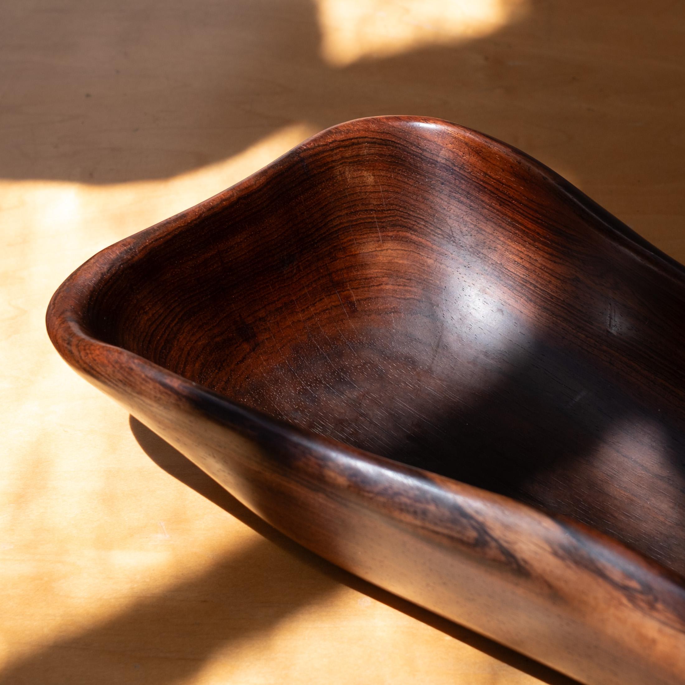 Unknown Exotic Wood Turned Freeform Bowl Catch All 1950s For Sale