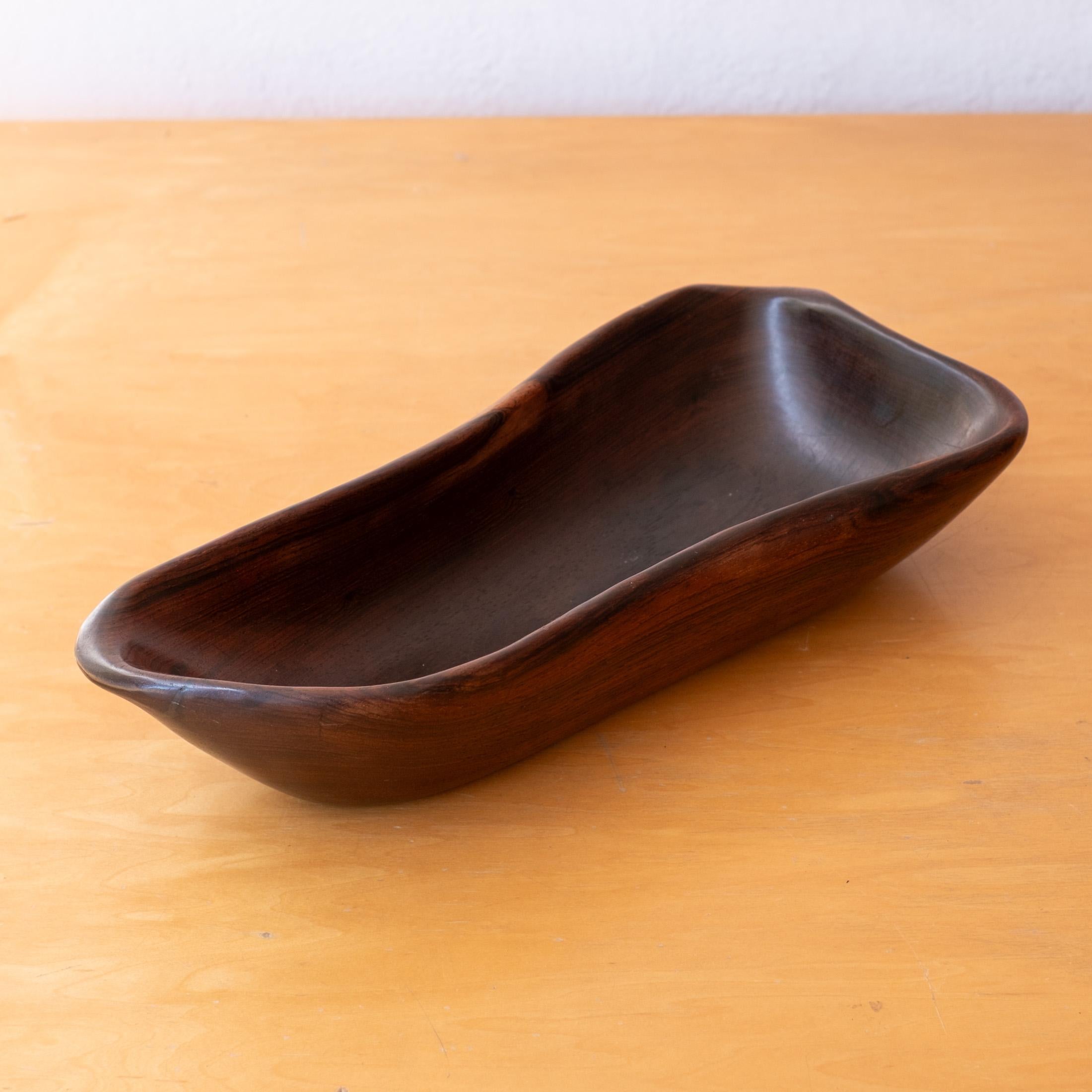 Exotic Wood Turned Freeform Bowl Catch All 1950s In Good Condition For Sale In San Diego, CA