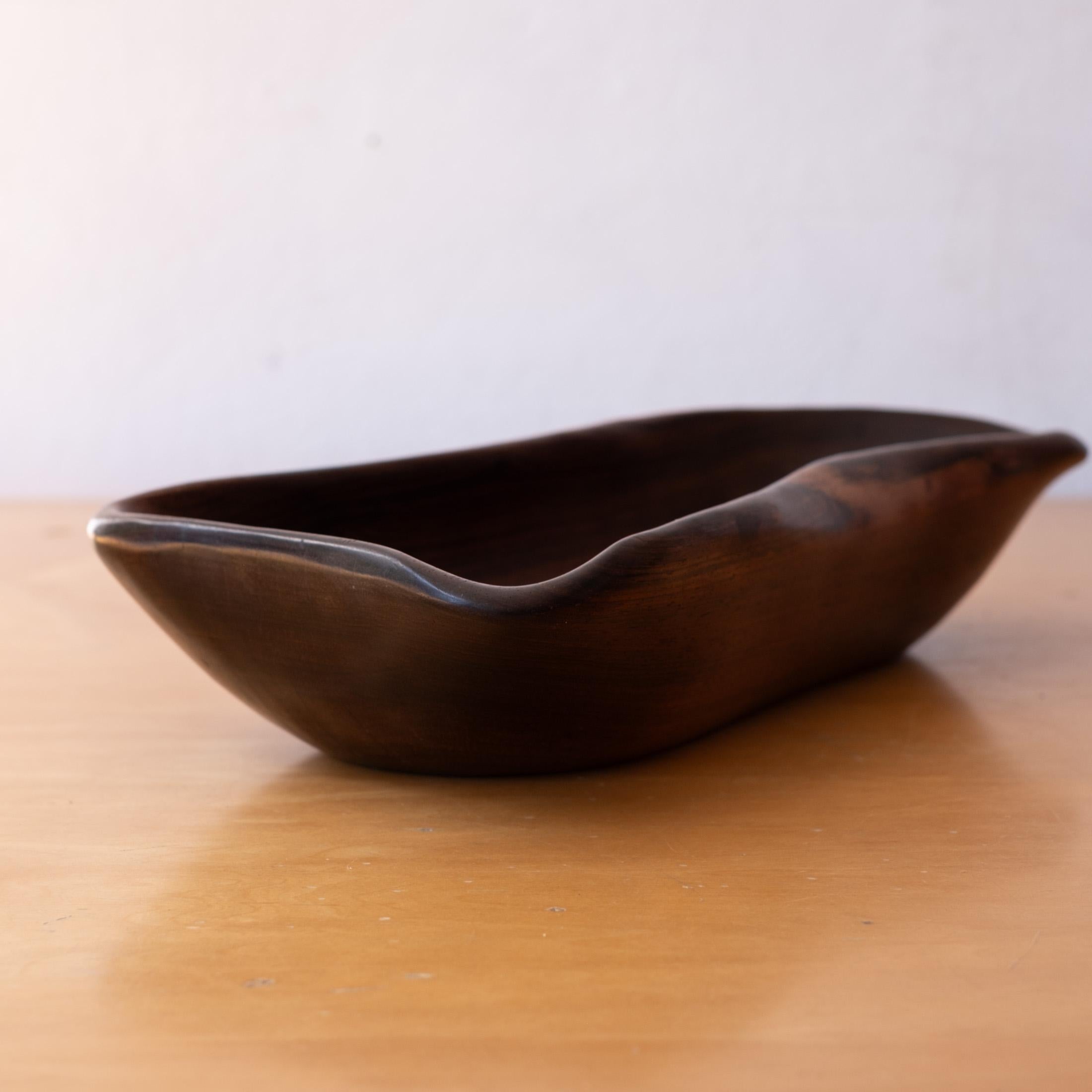 Exotic Wood Turned Freeform Bowl Catch All 1950s For Sale 1