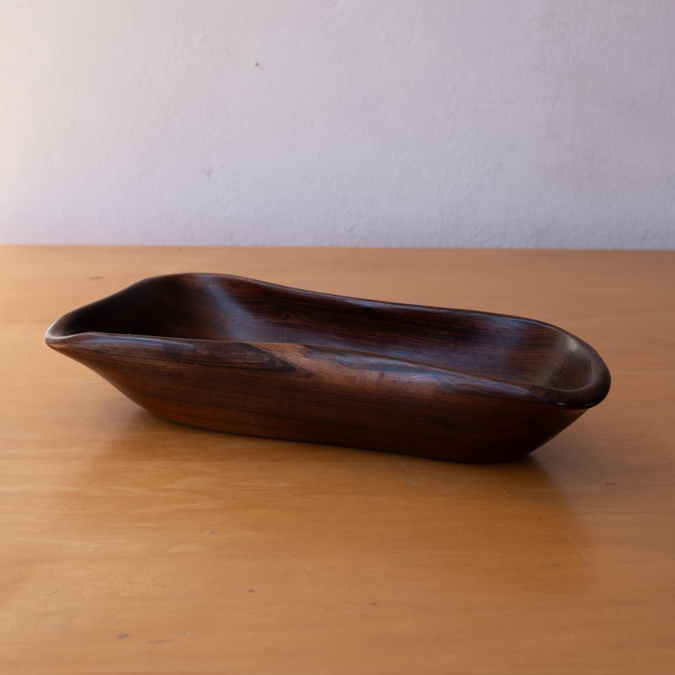 Exotic Wood Turned Freeform Bowl Catch All 1950s For Sale 2