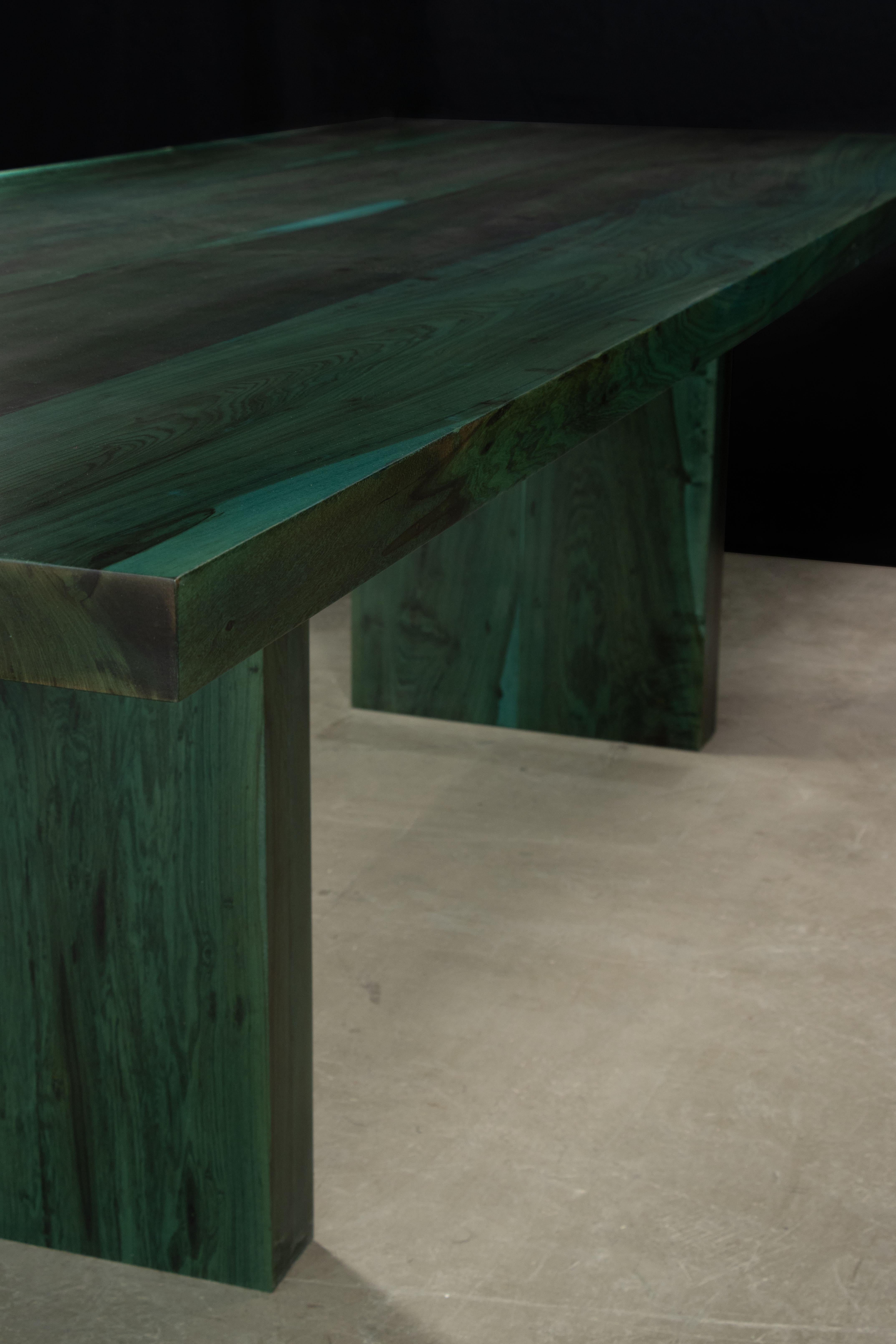 Mesa de Comedor Moderna Minimal con Dos Pedestales de Madera Exótica, Andre Verdi by Costantini en venta 5
