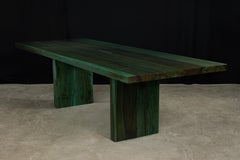 Exotic Wood Twin Pedestal Modern Minimal Dining Table, Andre Verdi by Costantini