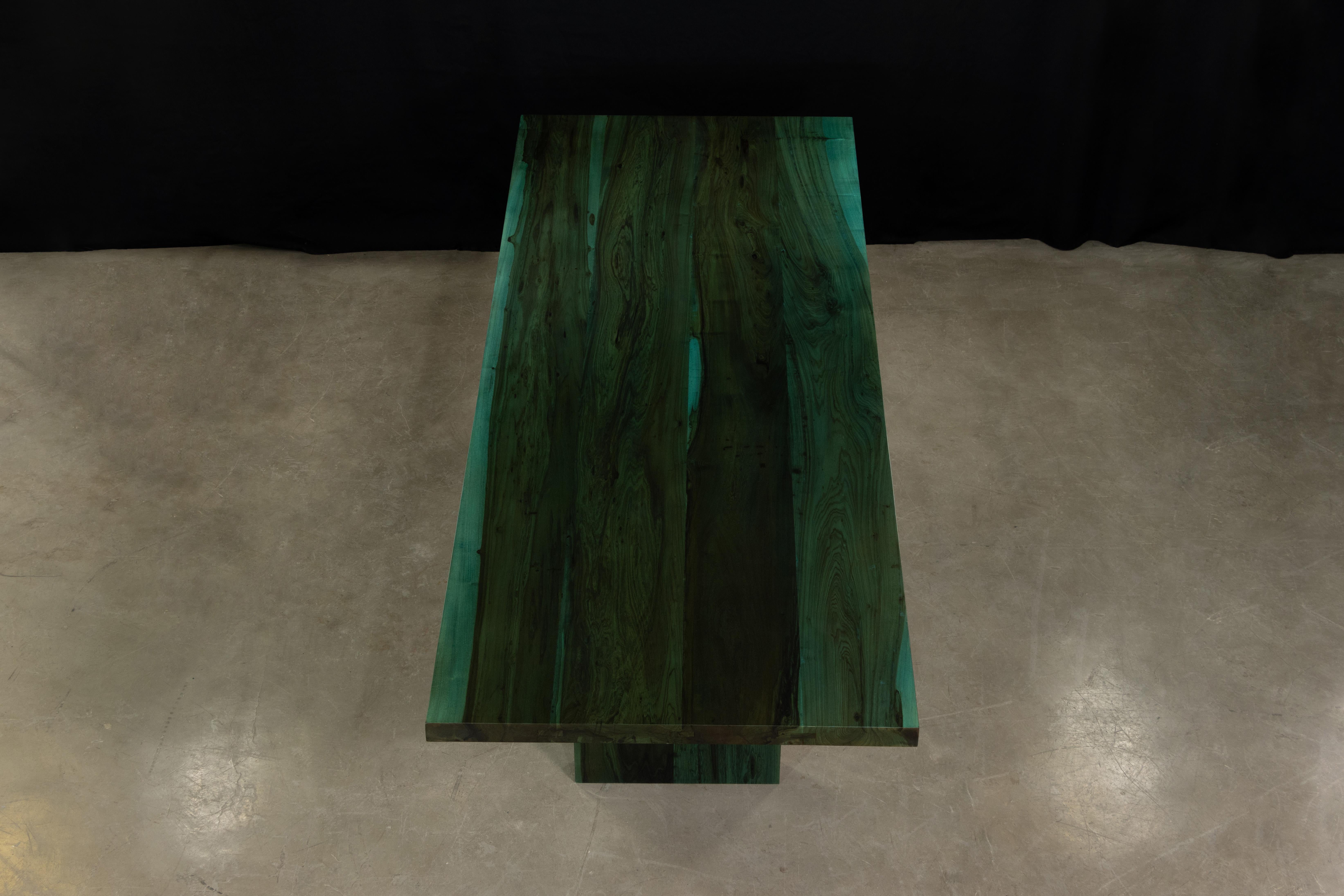 Mesa de Comedor Moderna Minimal con Dos Pedestales de Madera Exótica, Andre Verdi by Costantini en Nuevo estado para la venta en New York, NY