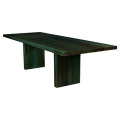 Exotisches Holz Doppelter Sockel Moderner Minimalistischer Esstisch, Andre Verdi by Costantini