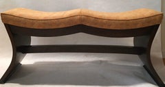 Exotic Wood Upholstered Bench