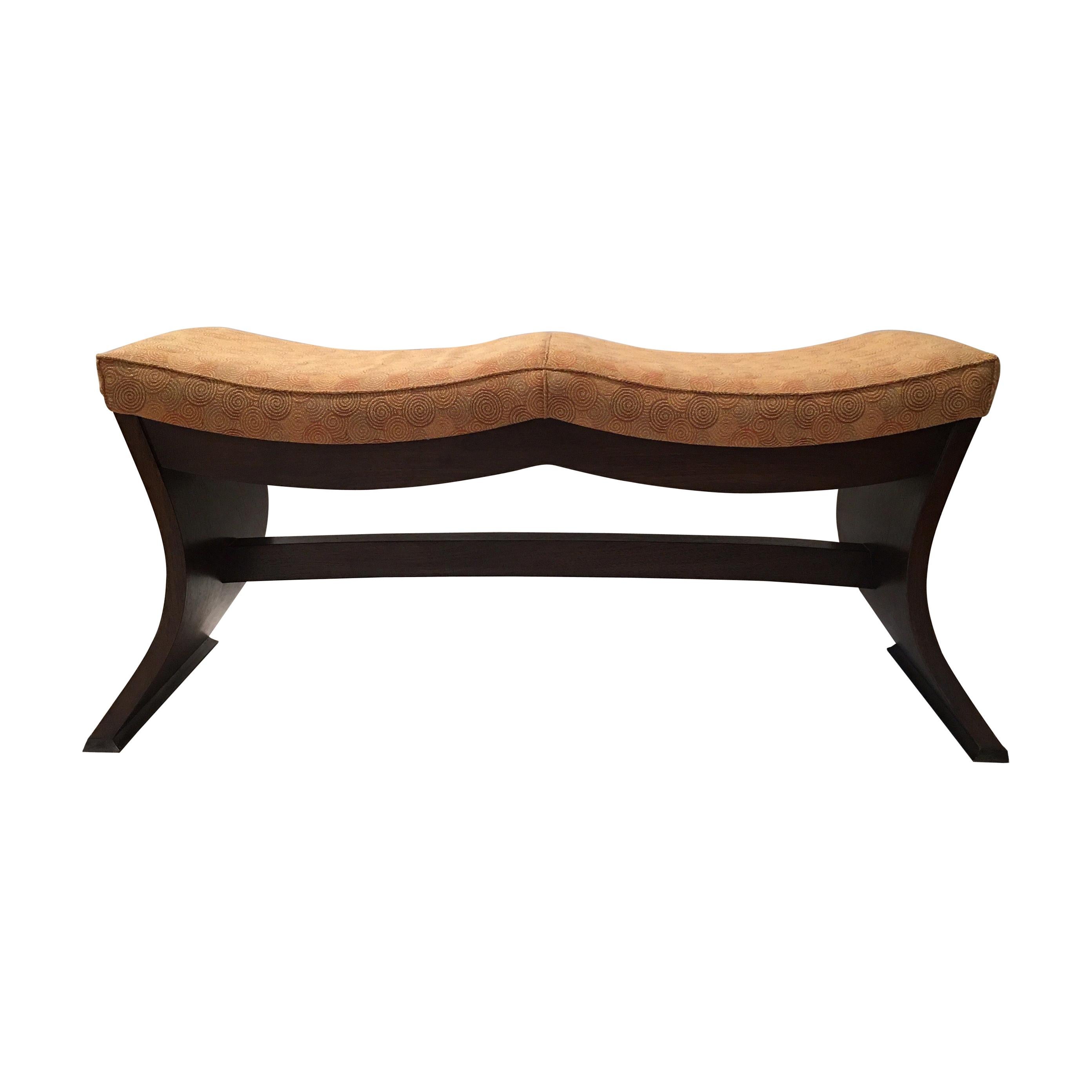 Exotic Wood Upholstered Bench
