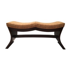 Exotic Wood Upholstered Bench
