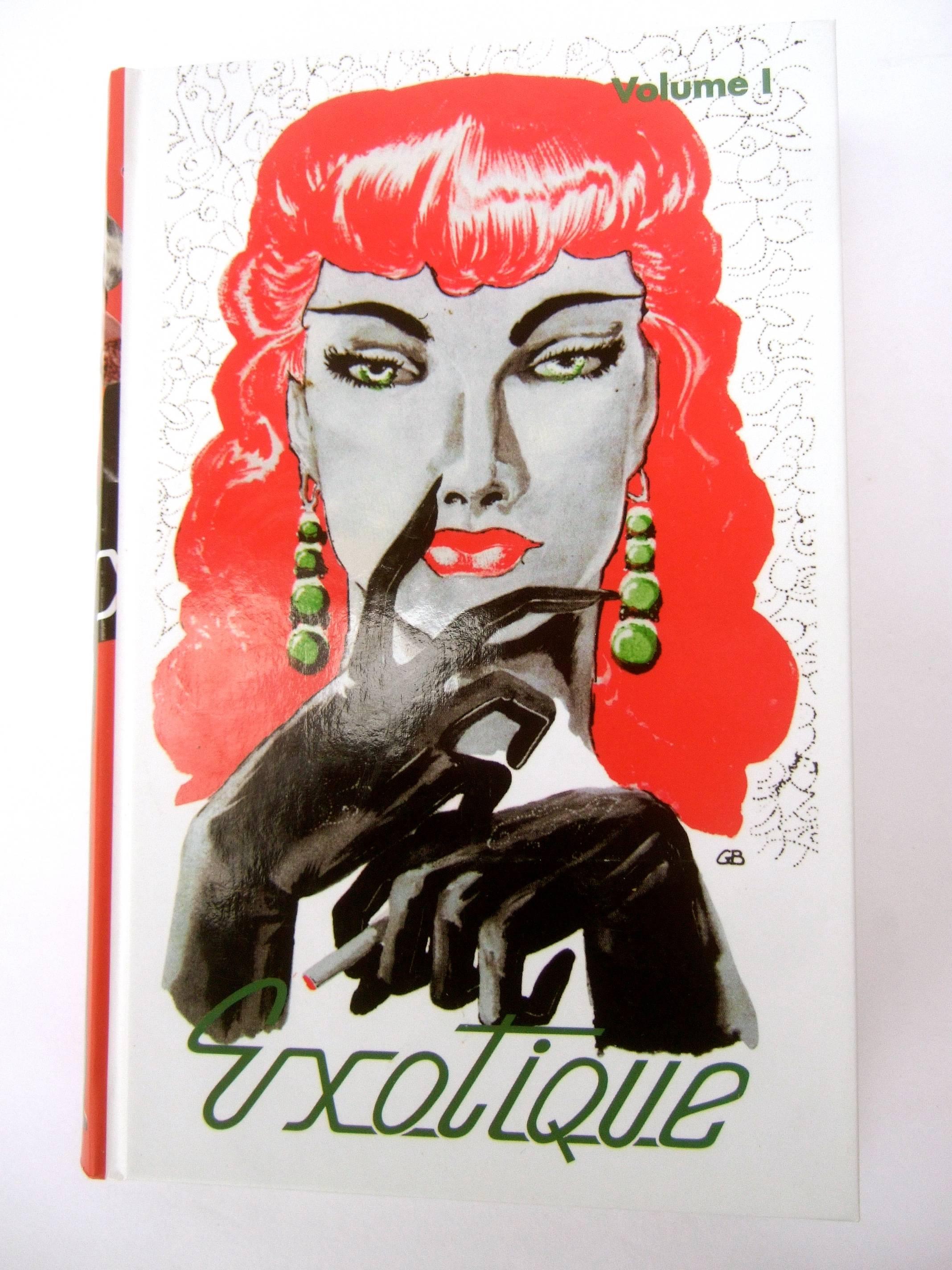 Exotique trilogy set of avant-garde hardcover books in cardboard case 
The set of erotic books is an archive and reprint of 36 issues 
of magazines originally from 1951 thru 1957. Compiled in three
volumes in hardcover book form reprinted in 1998