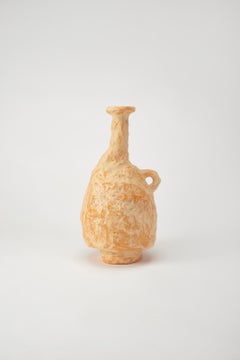 Organic Form, Layered Beige and Light Orange Ceramic Pot by Willem Van Hooff