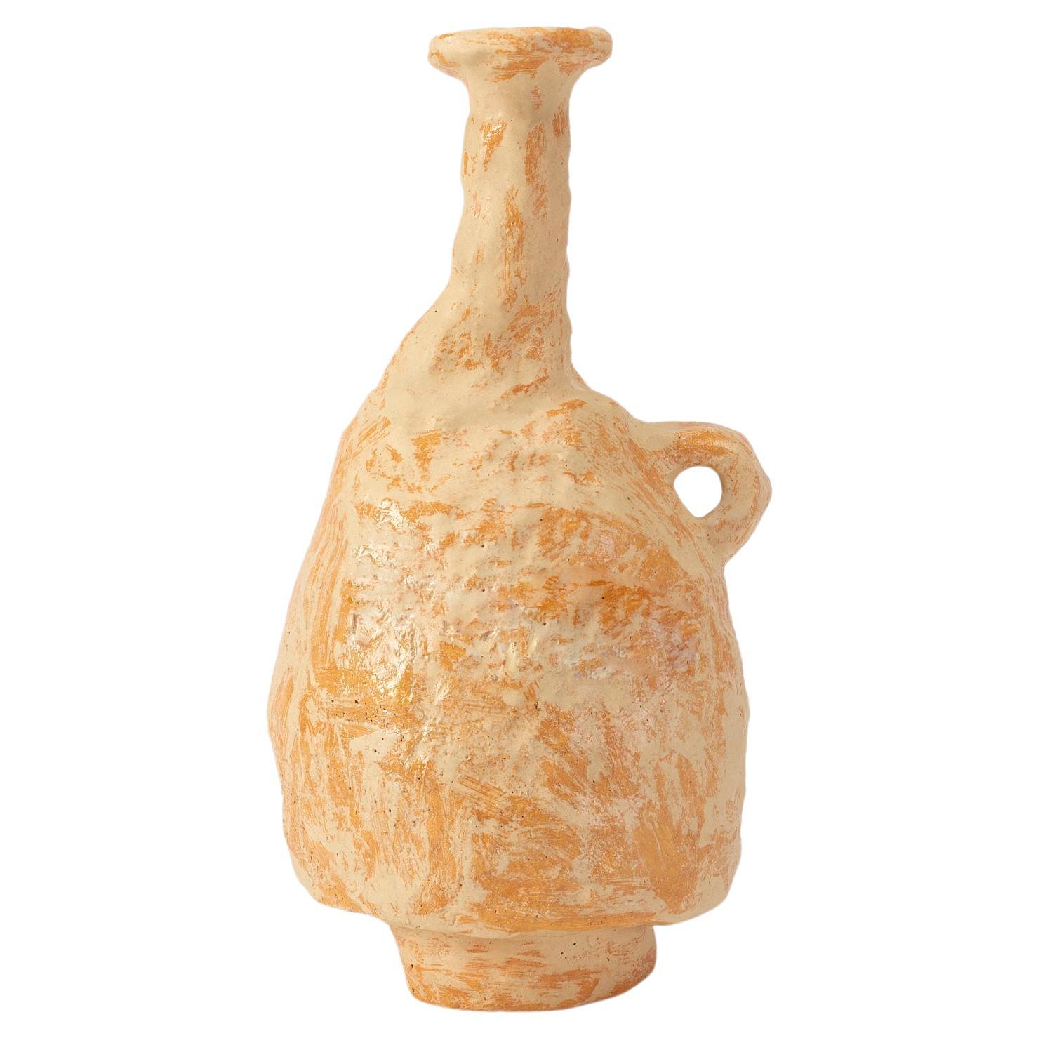 Keramiktopf in organischer Form, mehrlagiger Beige- und hellorangefarbener Keramik von Willem Van Hooff im Angebot