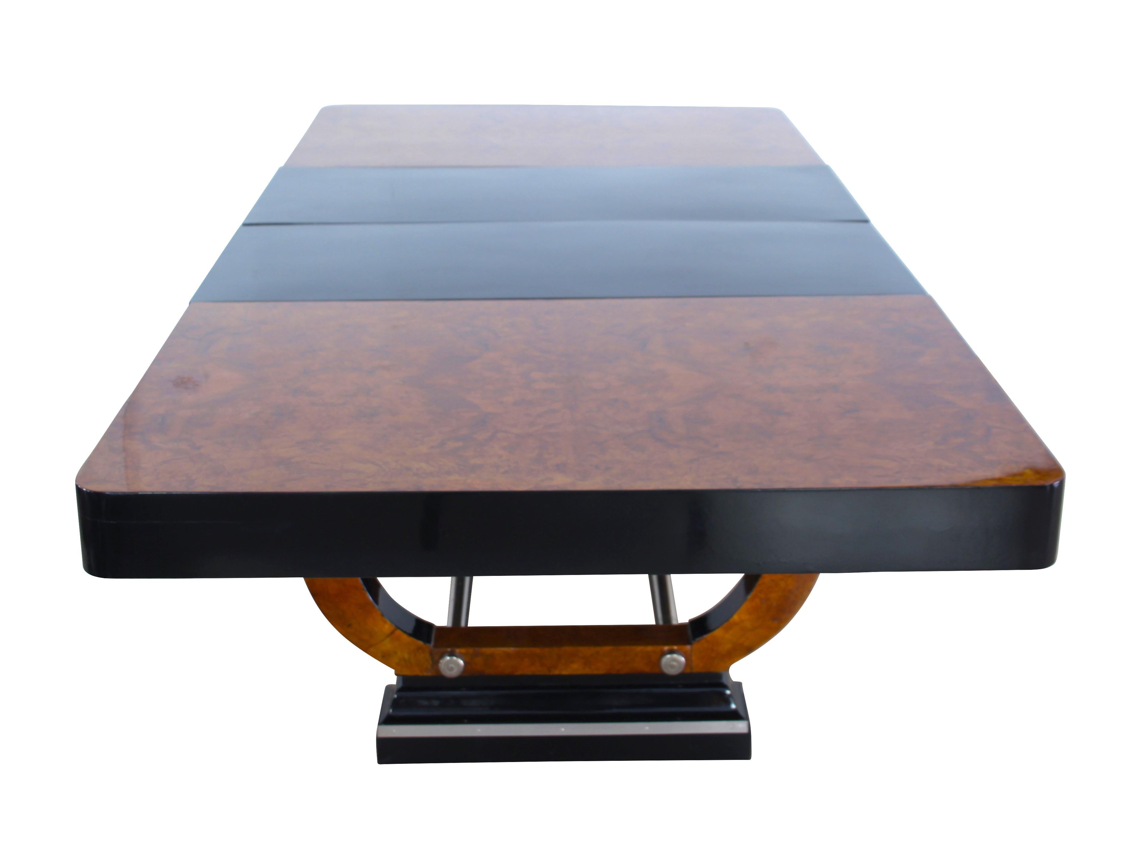 Mid-20th Century Expandable Art Deco Dining Table, Thuja Roots, Lacquered, France, circa 1930 For Sale